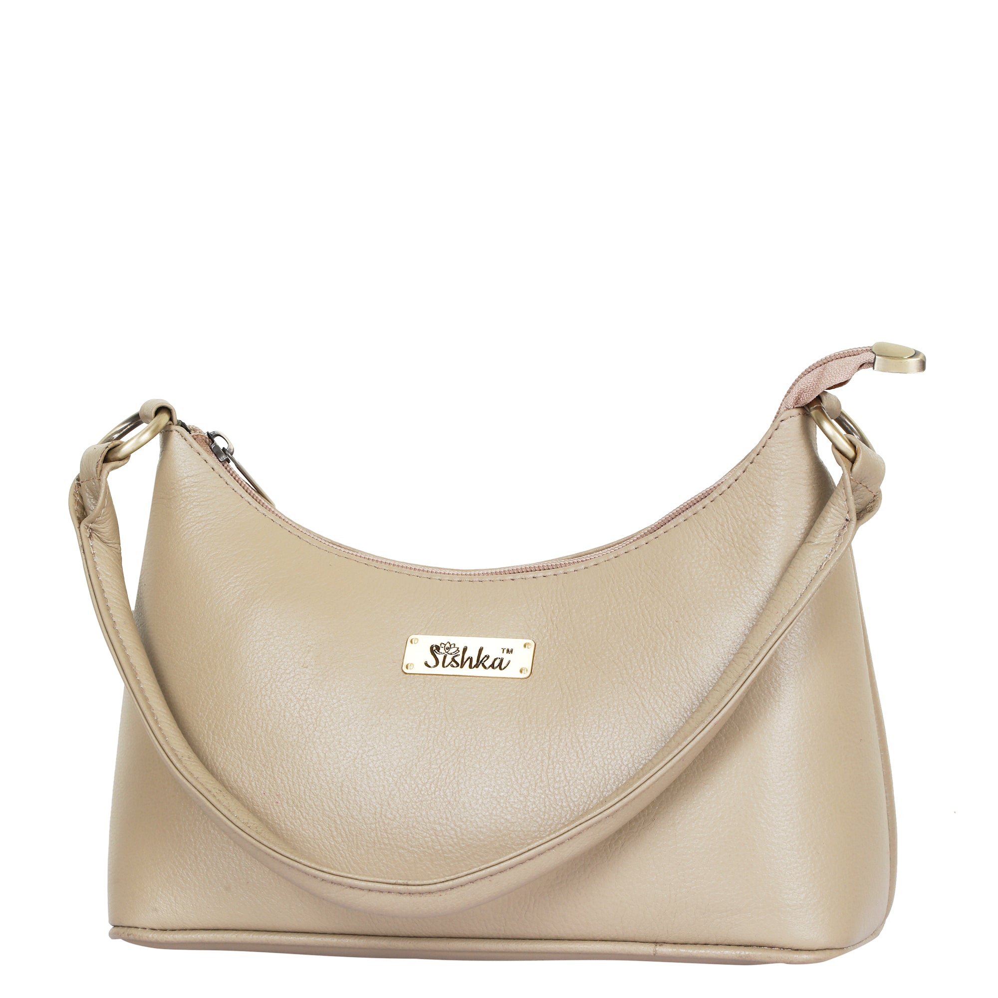 Sishka Genuine Leather Hobo Bag – Elegant Tote Shoulder Handbag, Soft Leather Satchel, Versatile Crossbody Purse for Women – Taupe (H 7.25" x W 10.5" x D 4.25").