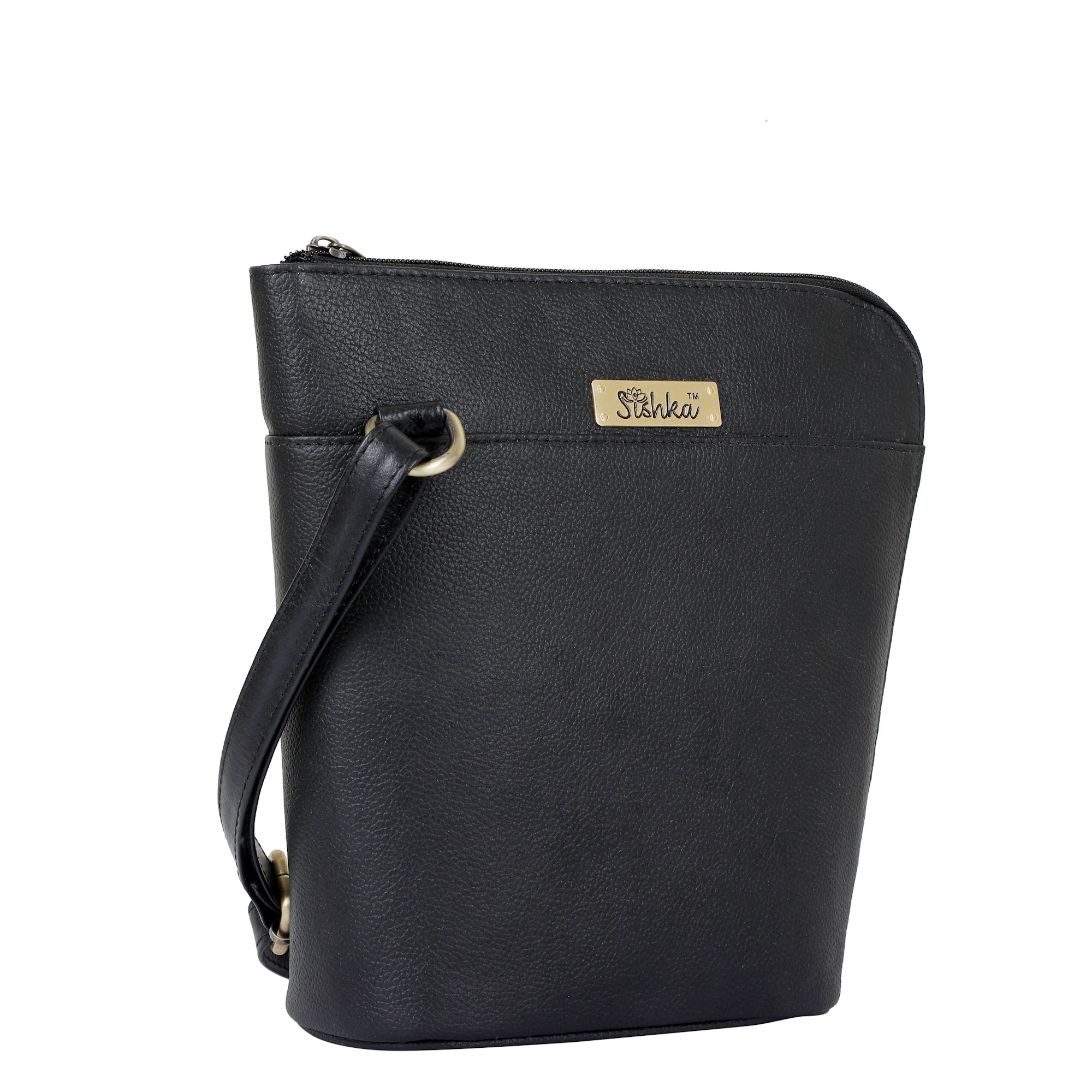 Black Genuine Leather Shoulder Bag for Women – Sleek Crossbody Organizer Purse