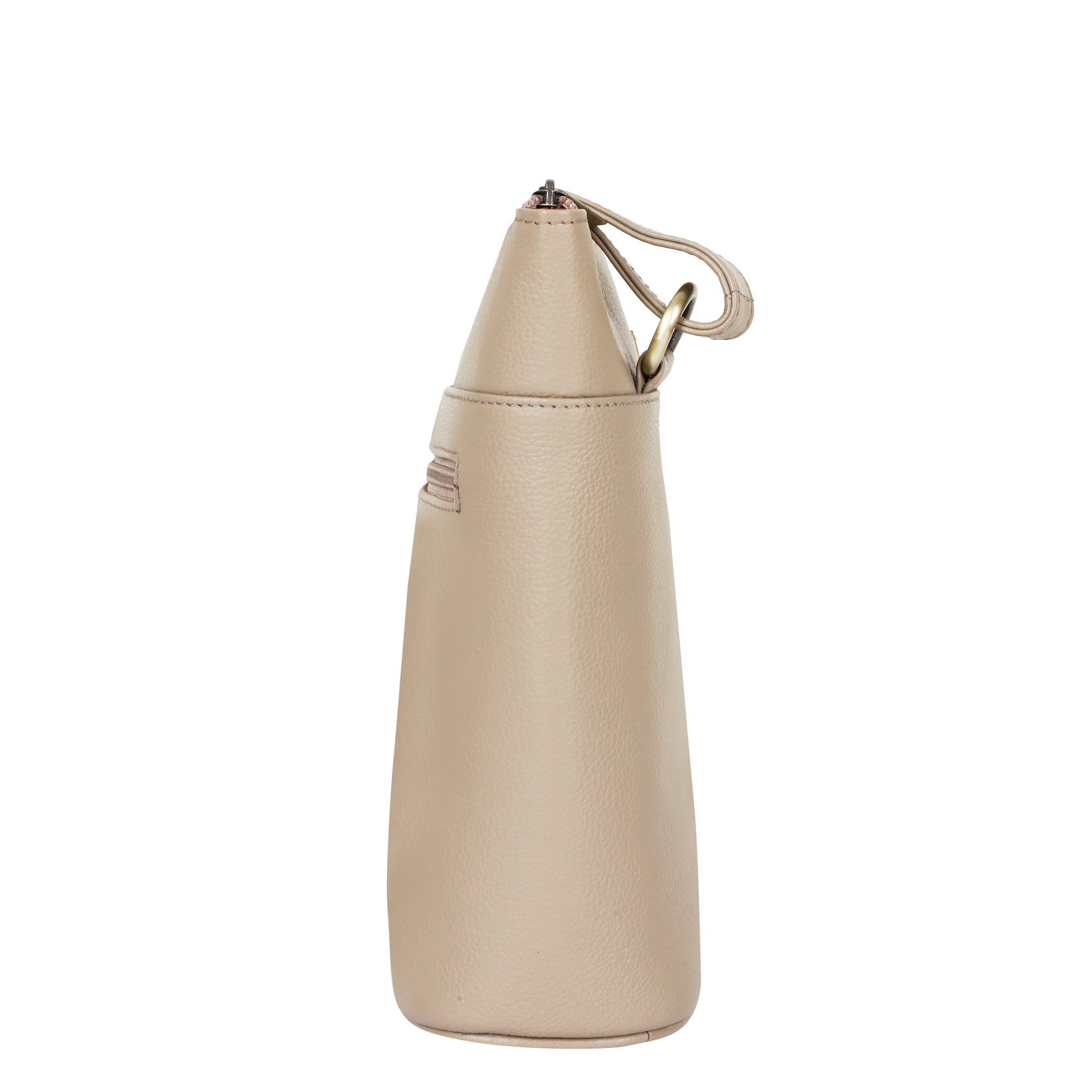 Sishka Taupe Genuine Leather Crossover Bag for Women – Modern Shoulder Handbag with an Elegant Organizer Design, Ideal for Everyday Carry (H 9.25" x W 9.5" x D 3.5").