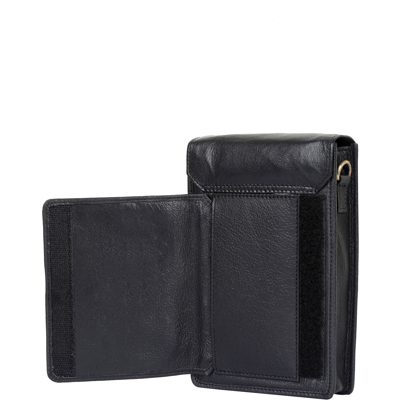 Crossbody Cell Phone Wallet in Trendy Black by Sishka – Stylish Genuine Leather Purse, Sleek Shoulder Bag, Travel Sling, Compact Wallet for Everyday Use.