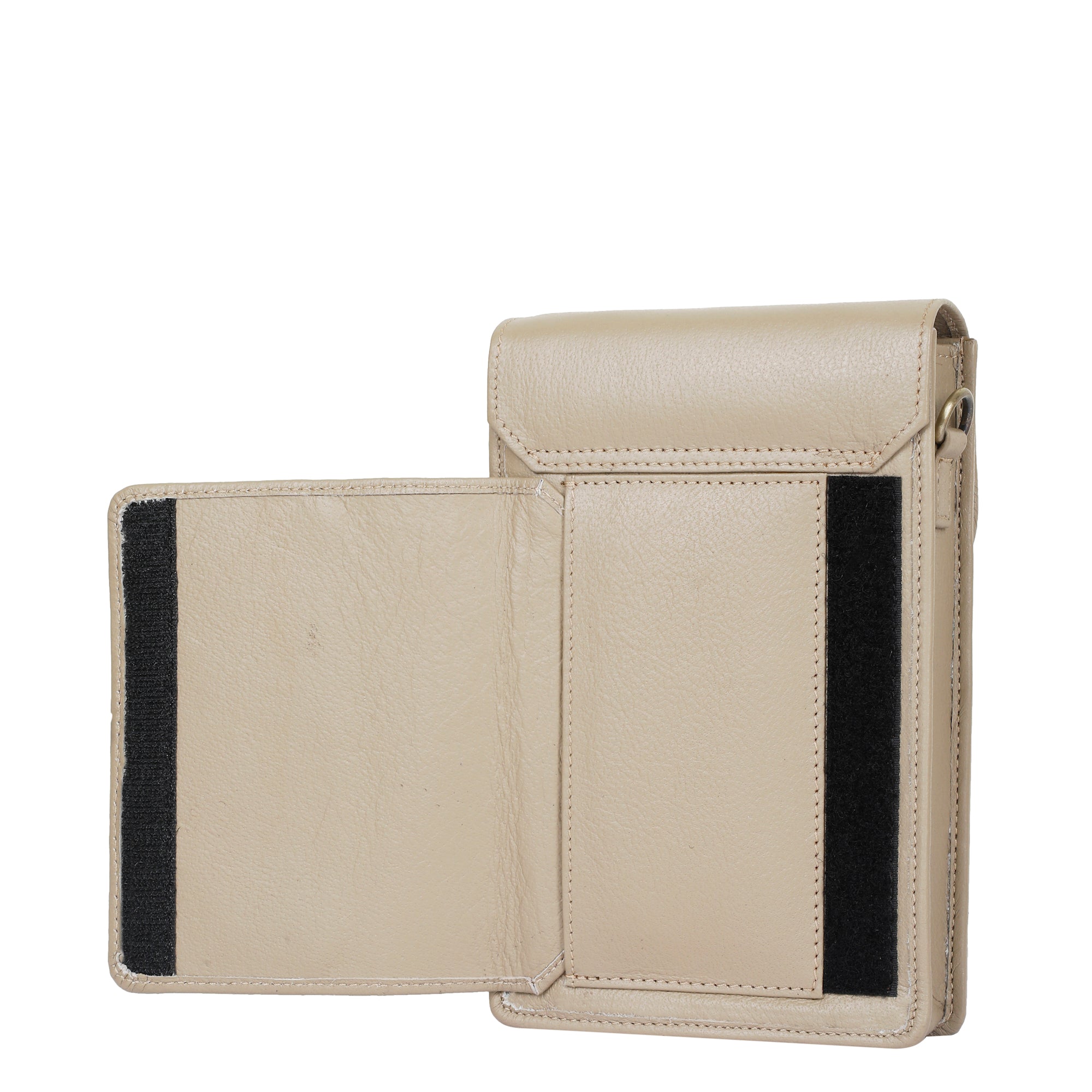 Crossbody Cell Phone Wallet for Ladies in Taupe Colour– Fashionable Leather Phone Purse, Sleek Shoulder Bag, Genuine Leather Travel Sling, Compact Everyday Wallet | Sishka