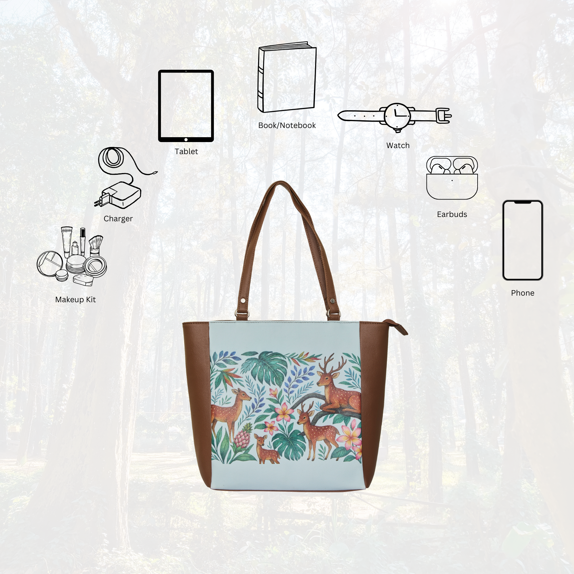 Genuine Leather Ladies' Shoulder Tote Bag– Printed Top Handle Handbag for Women – Work, Travel & Daily Use