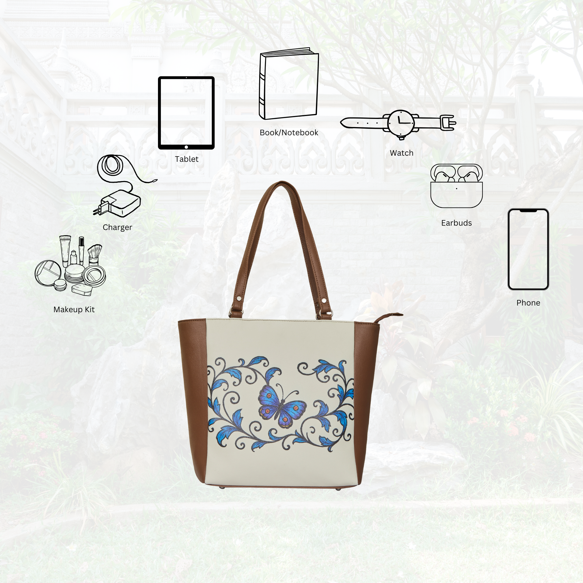 Genuine Leather Ladies' Shoulder Tote Bag– Printed Top Handle Handbag for Women – Work, Travel & Daily Use