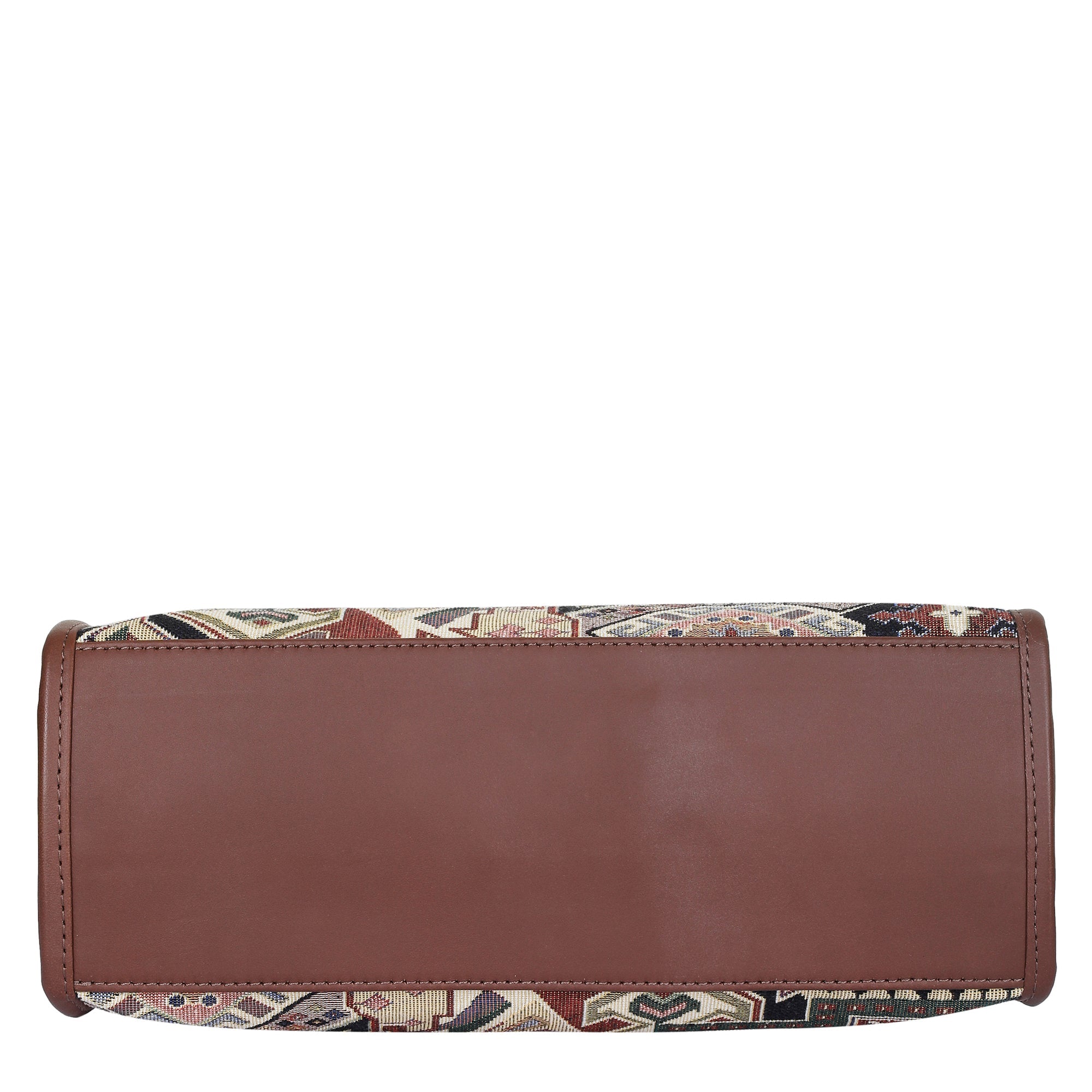 Women’s Geometric Tapestry Satchel & Crossbody Bag – Leather-Trimmed Hand & Shoulder Purse