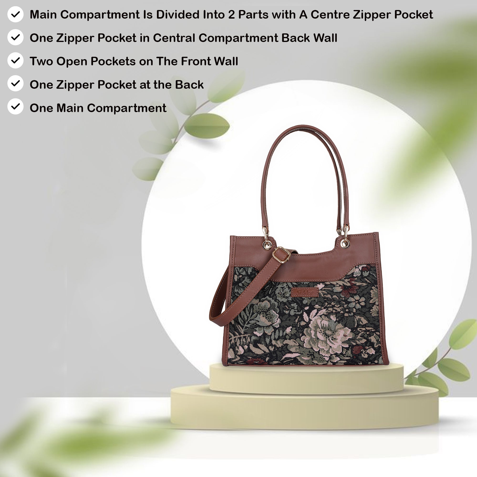 Women’s Vintage Tapestry Satchel Bag – Leather-Trimmed Crossbody, Hand & Shoulder Purse