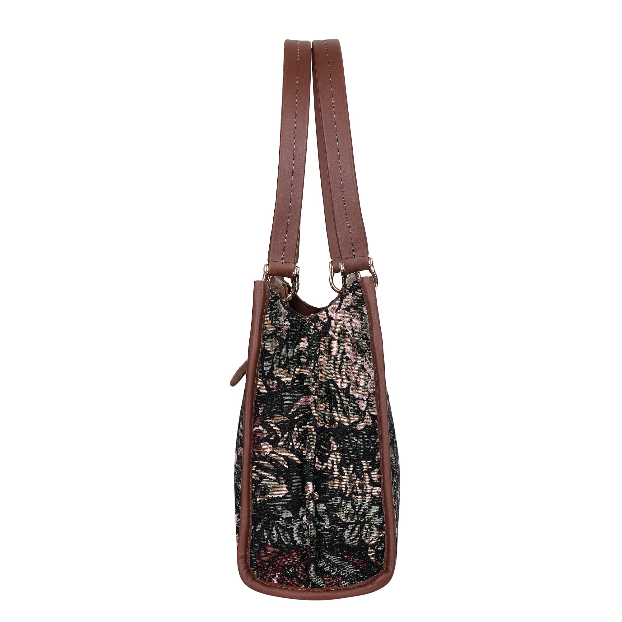Women’s Vintage Tapestry Satchel Bag – Leather-Trimmed Crossbody, Hand & Shoulder Purse