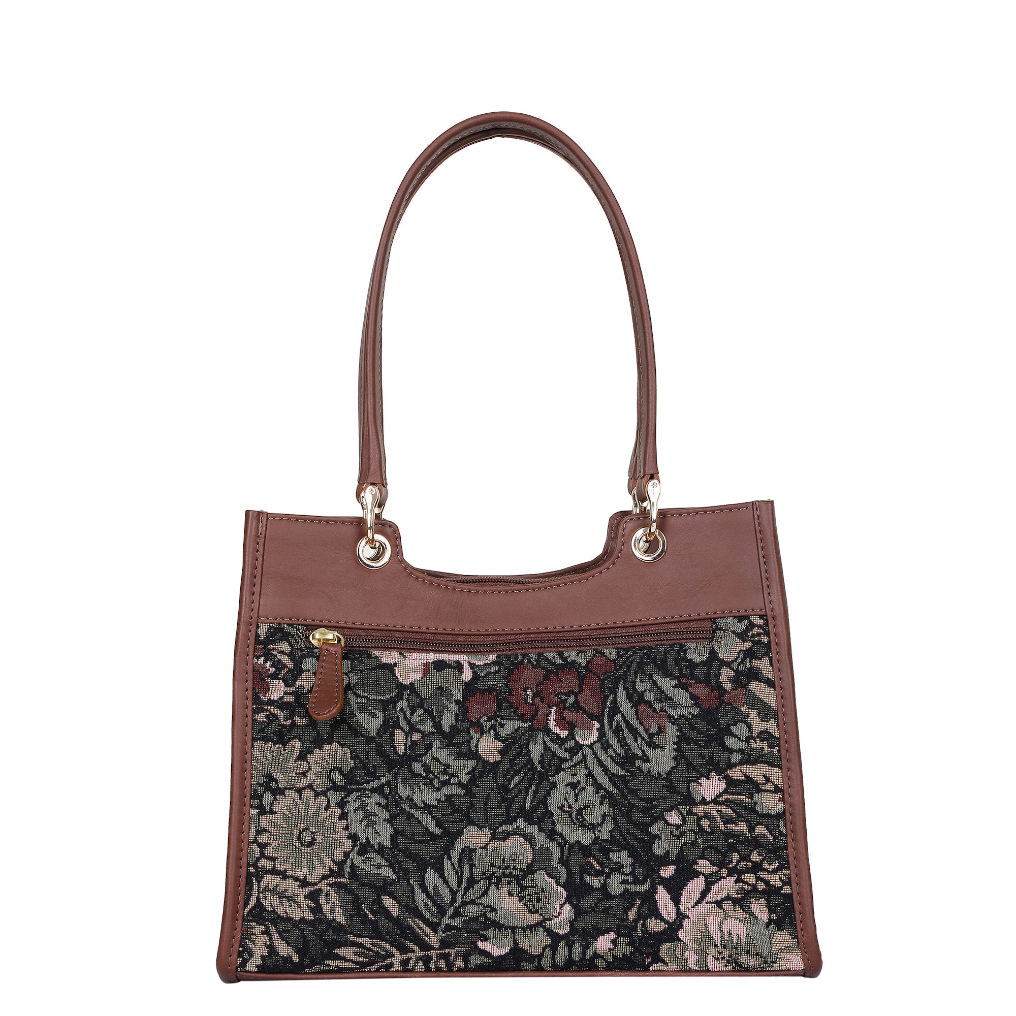 Women’s Vintage Tapestry Satchel Bag – Leather-Trimmed Crossbody, Hand & Shoulder Purse
