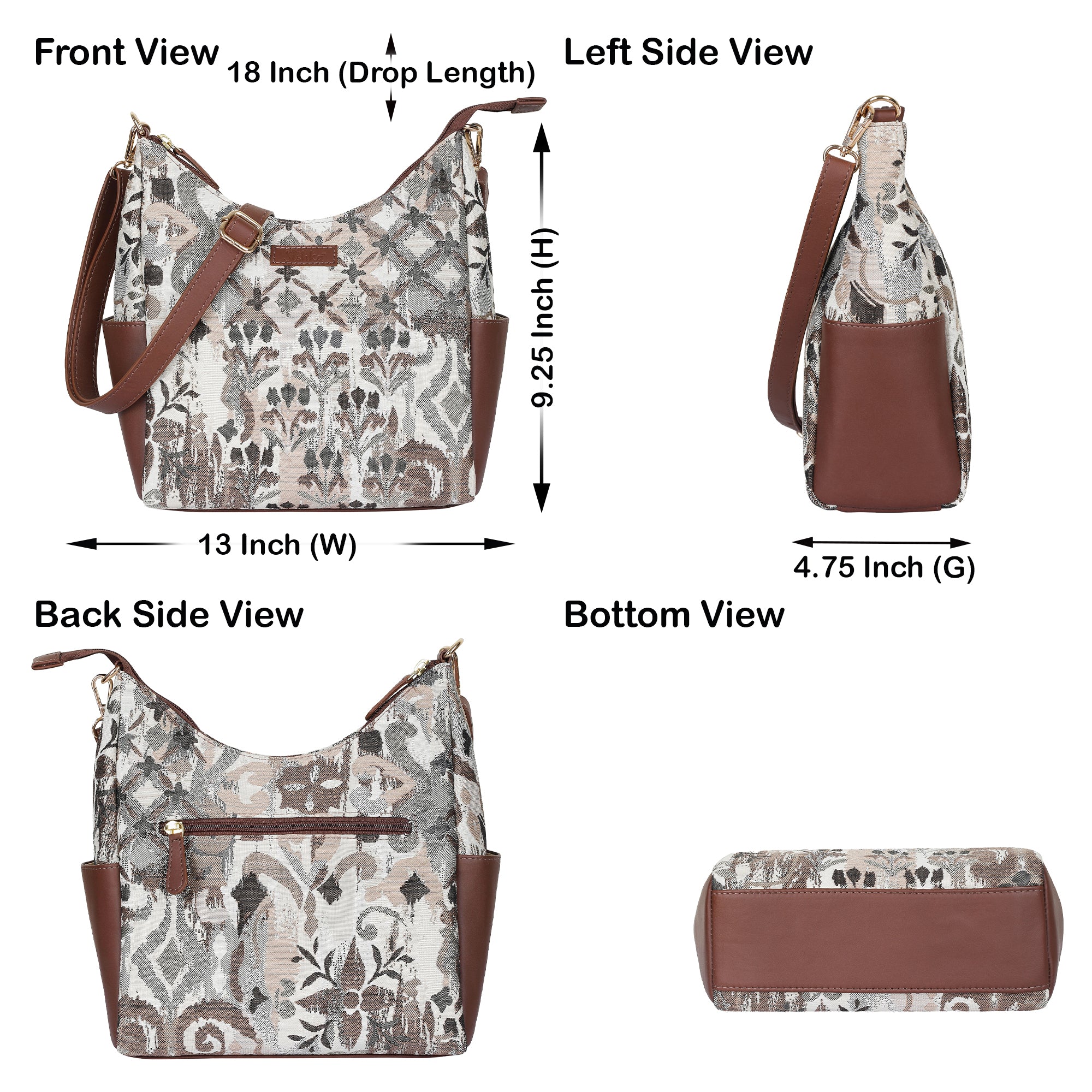 Sishka Abstract Tapestry Hobo Bag for Women | Elegant Leather Crossbody & Shoulder Handbag for Everyday Use