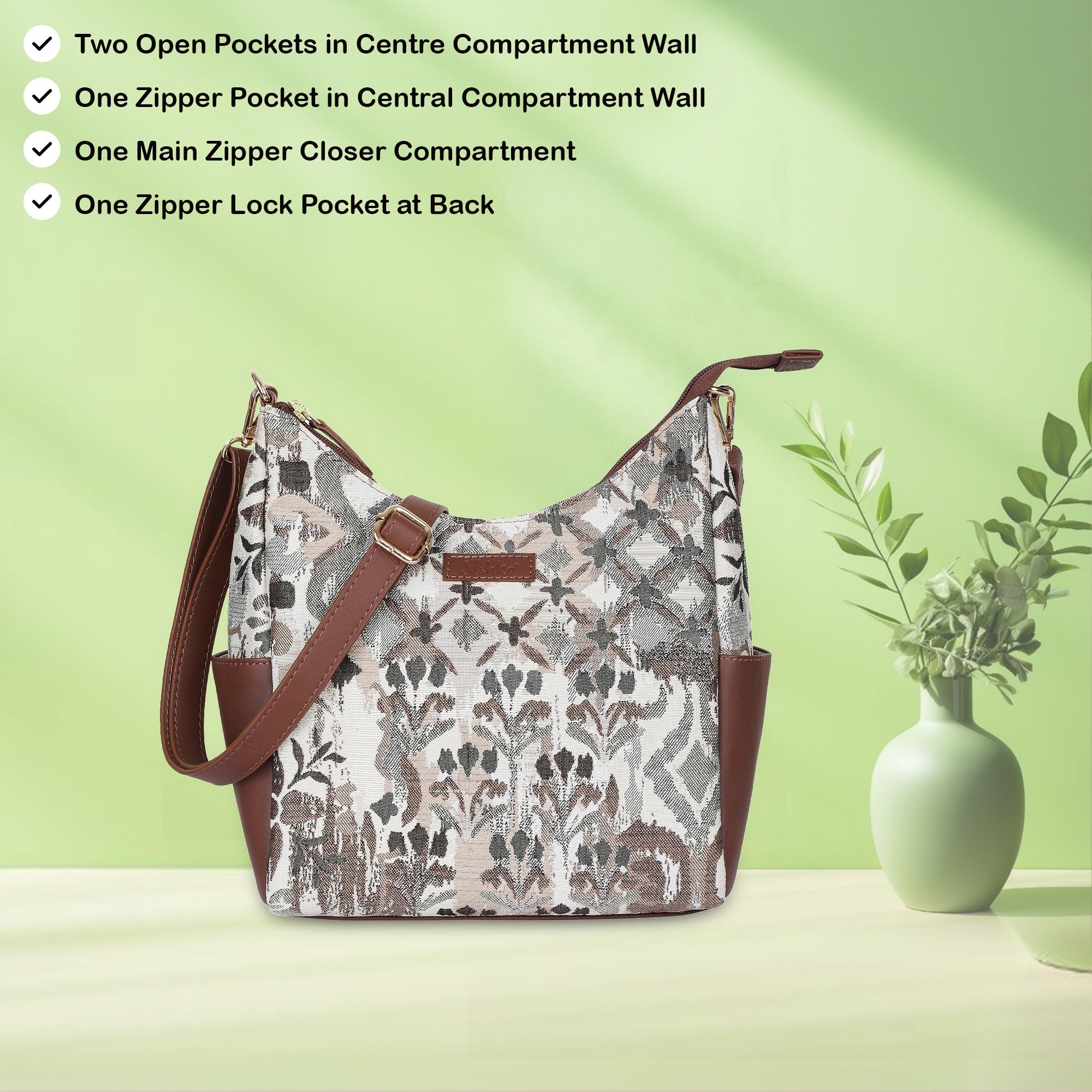 Sishka Abstract Tapestry Hobo Bag for Women | Elegant Leather Crossbody & Shoulder Handbag for Everyday Use