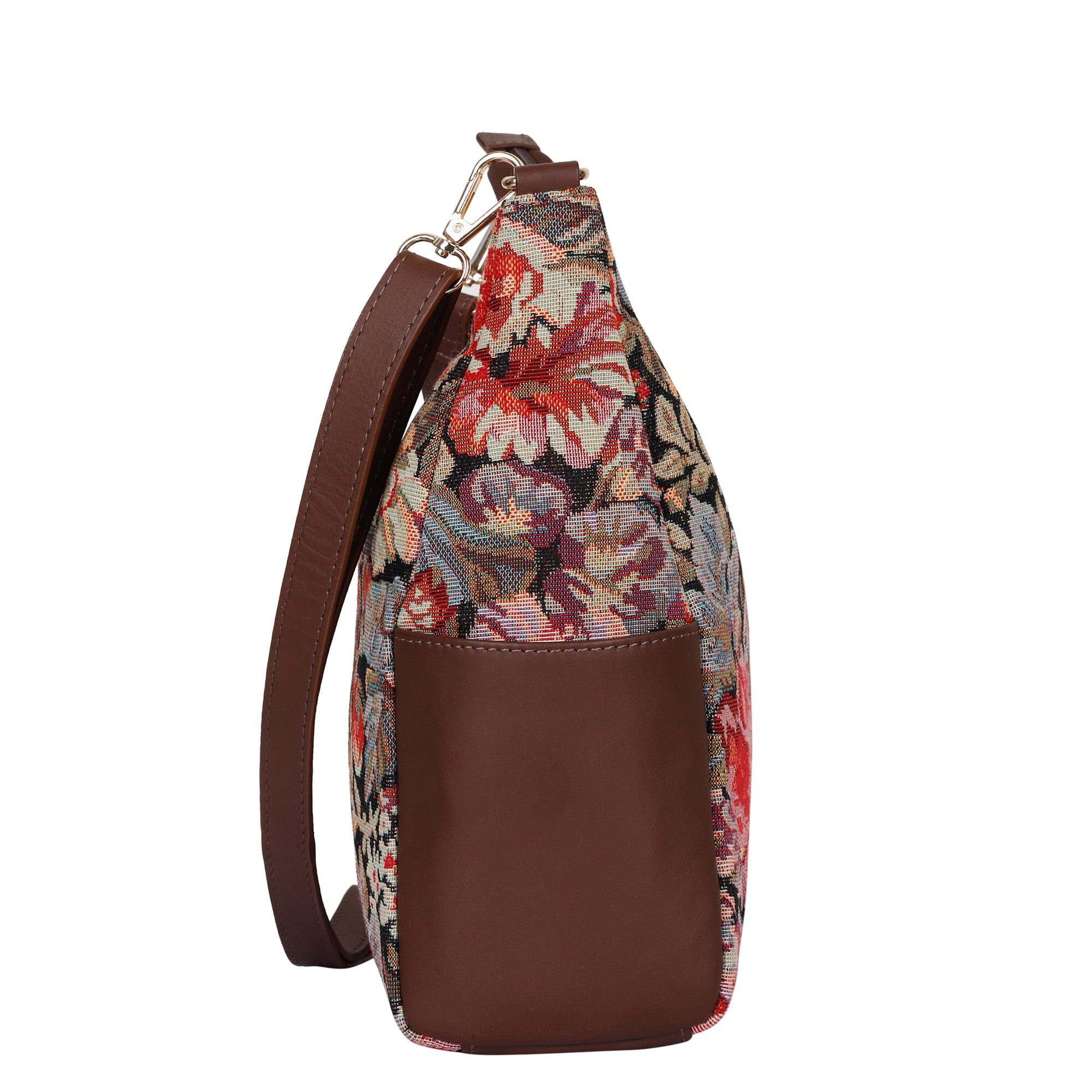 Sishka Women's Floral Tapestry Hobo Bag | Stylish Leather-Trimmed Shoulder & Crossbody Purse for Daily Essentials