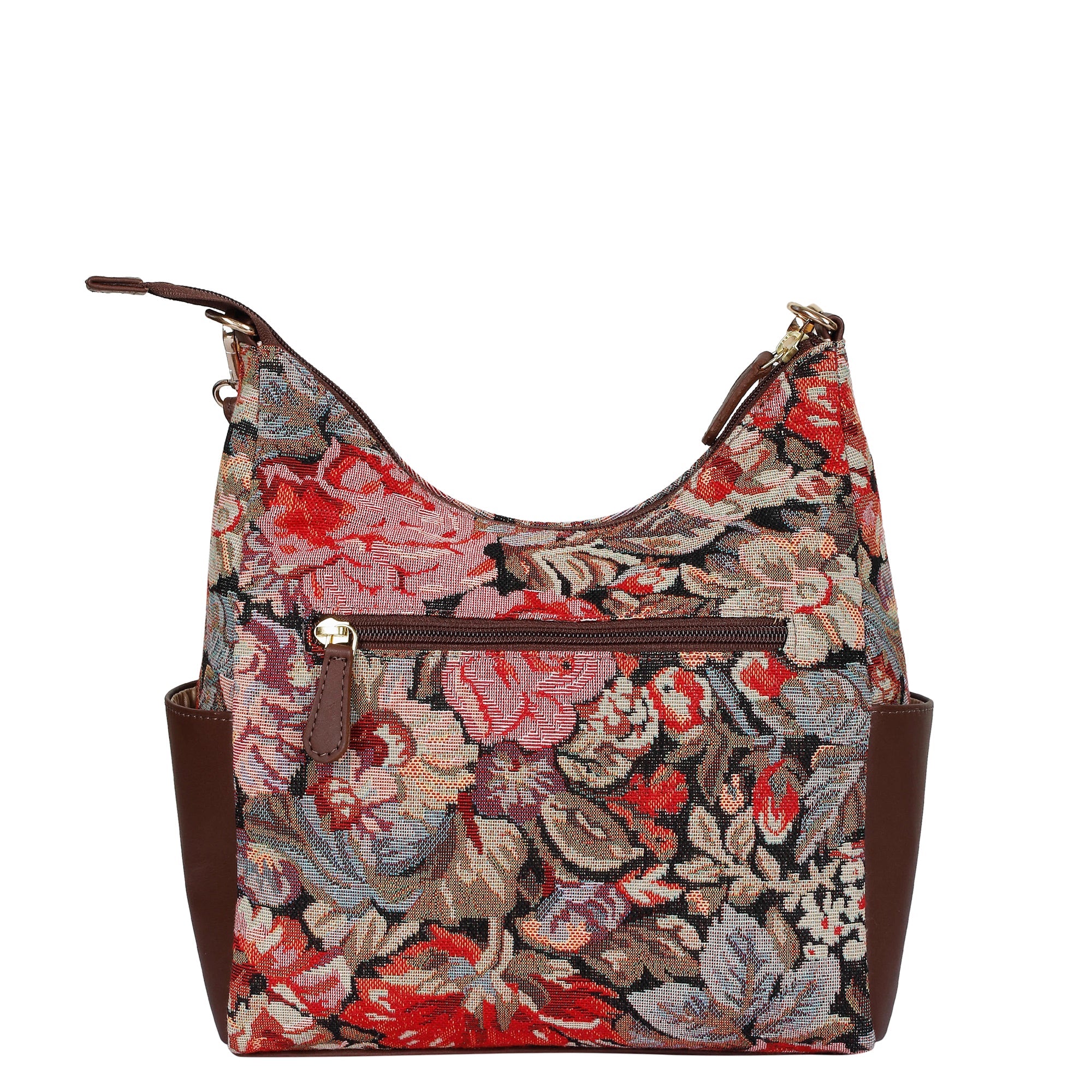 Sishka Women's Floral Tapestry Hobo Bag | Stylish Leather-Trimmed Shoulder & Crossbody Purse for Daily Essentials