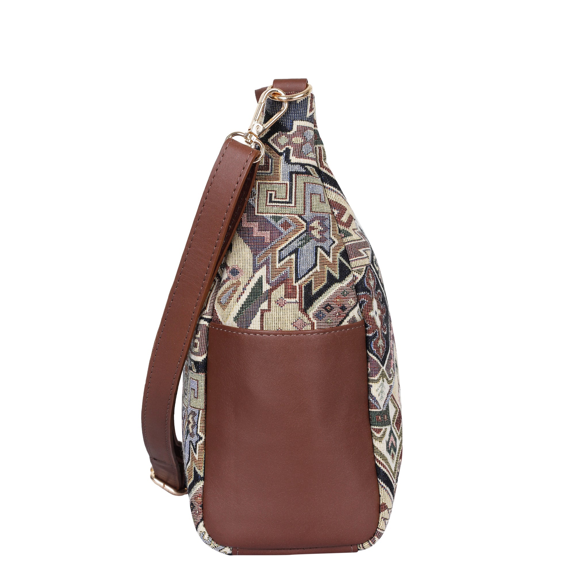 Sishka Women’s Hobo Bag in Geometric Tapestry Pattern with Leather Trim |Crossbody & Shoulder Purse for Office