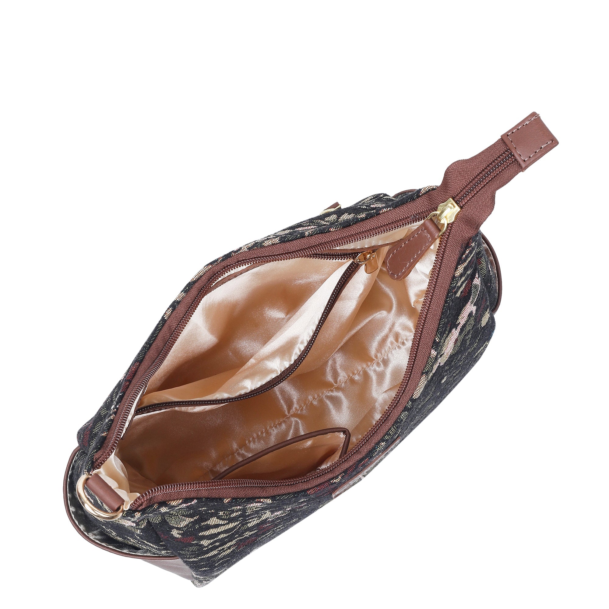 Sishka Women's Hobo Bag in Vintage Tapestry Fabric Pattern | Leather-Trim Crossbody Sling & Shoulder Purse