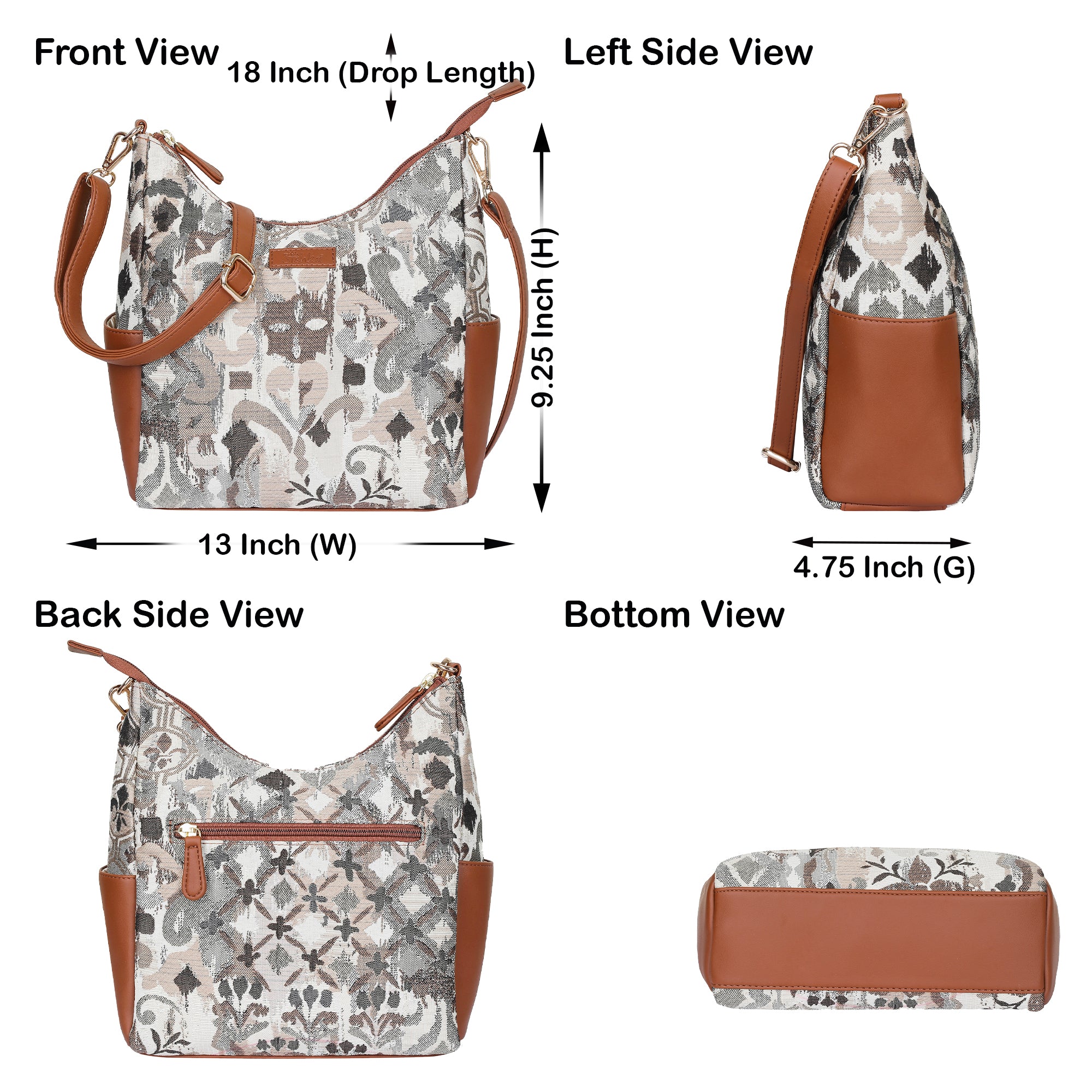 Women’s Abstract Tapestry Hobo Bag – Elegant Vegan Leather Crossbody & Shoulder Handbag for Work & Daily Use