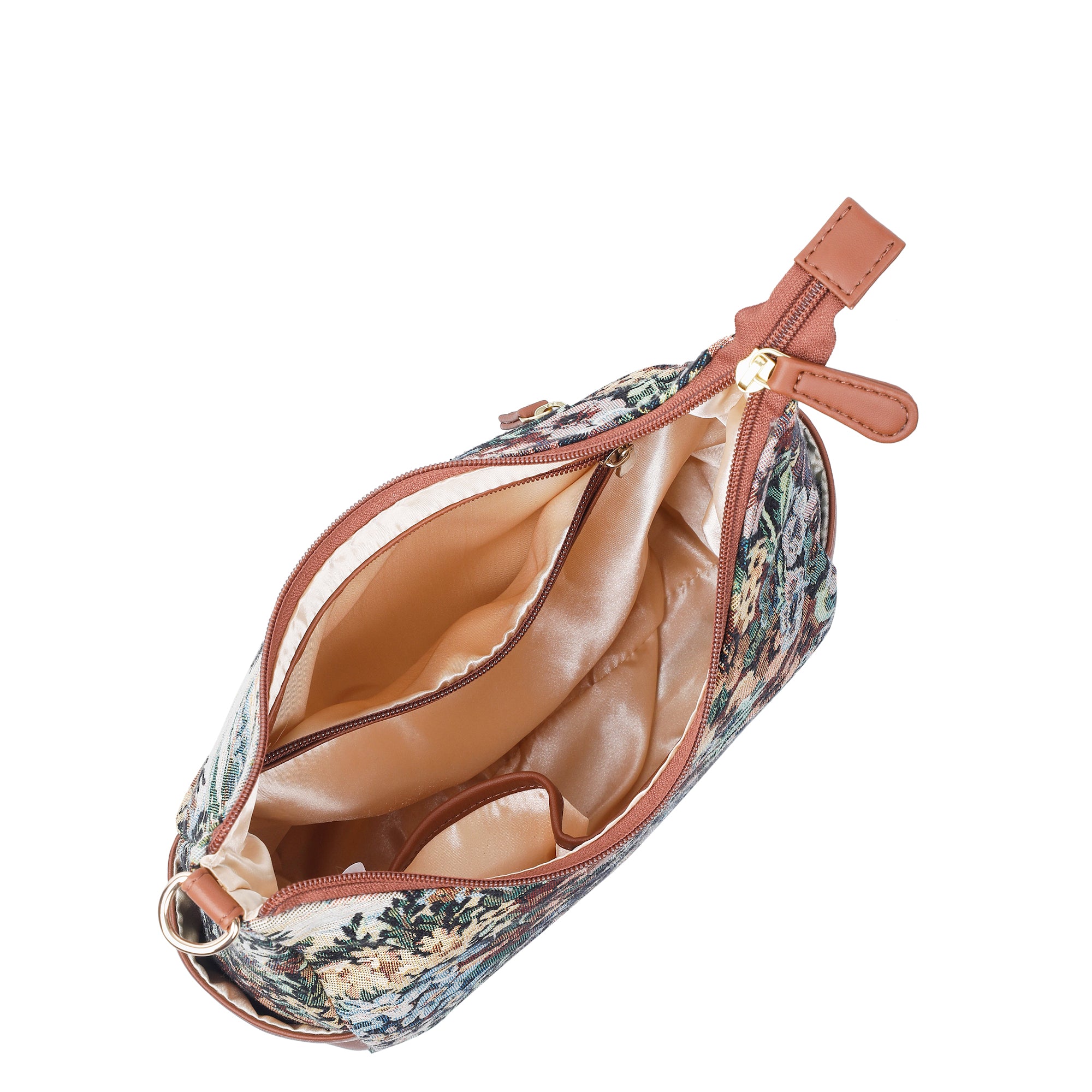 Women’s Botanical Tapestry Hobo Bag – Elegant Vegan Leather-Trimmed Shoulder & Crossbody Purse for Casual Use