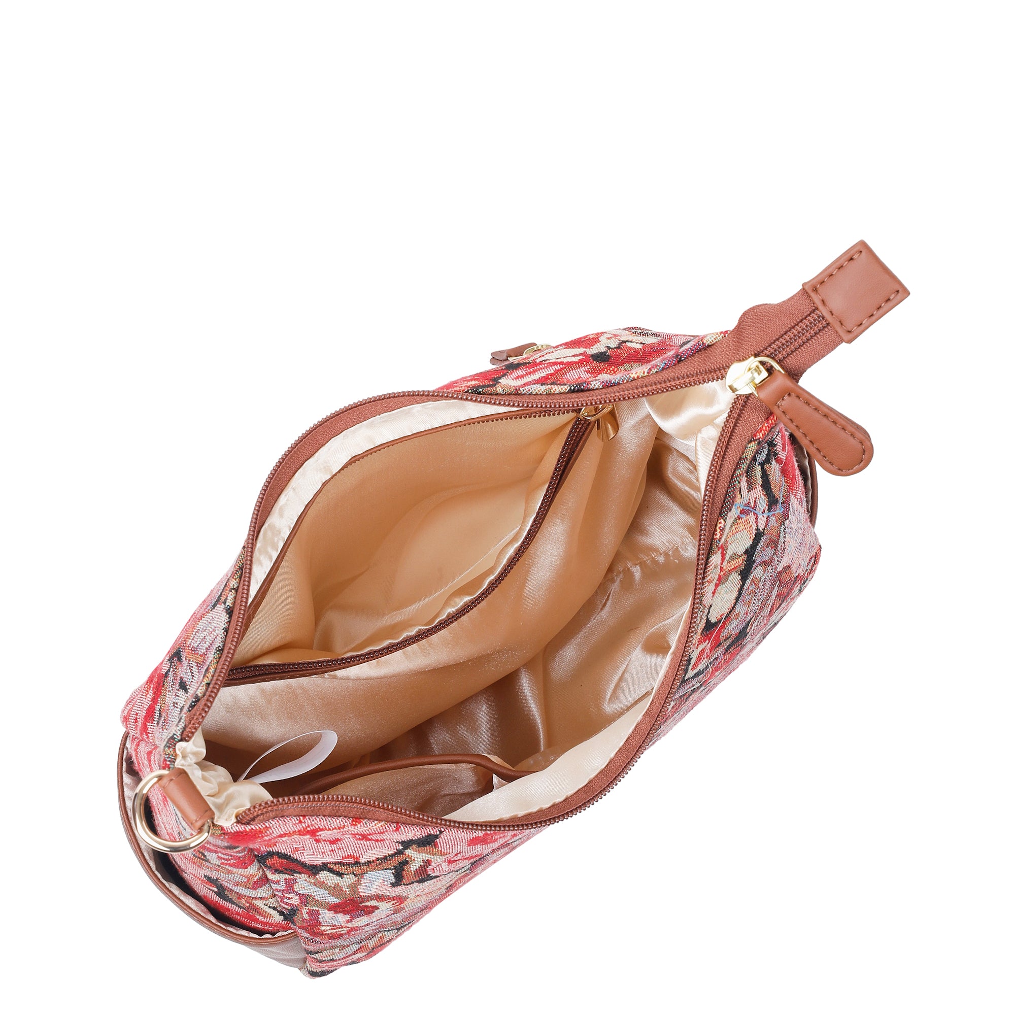 Ladies’ Floral Tapestry Hobo Bag – Stylish Vegan Leather-Trimmed Shoulder & Crossbody Purse for Everyday Essentials