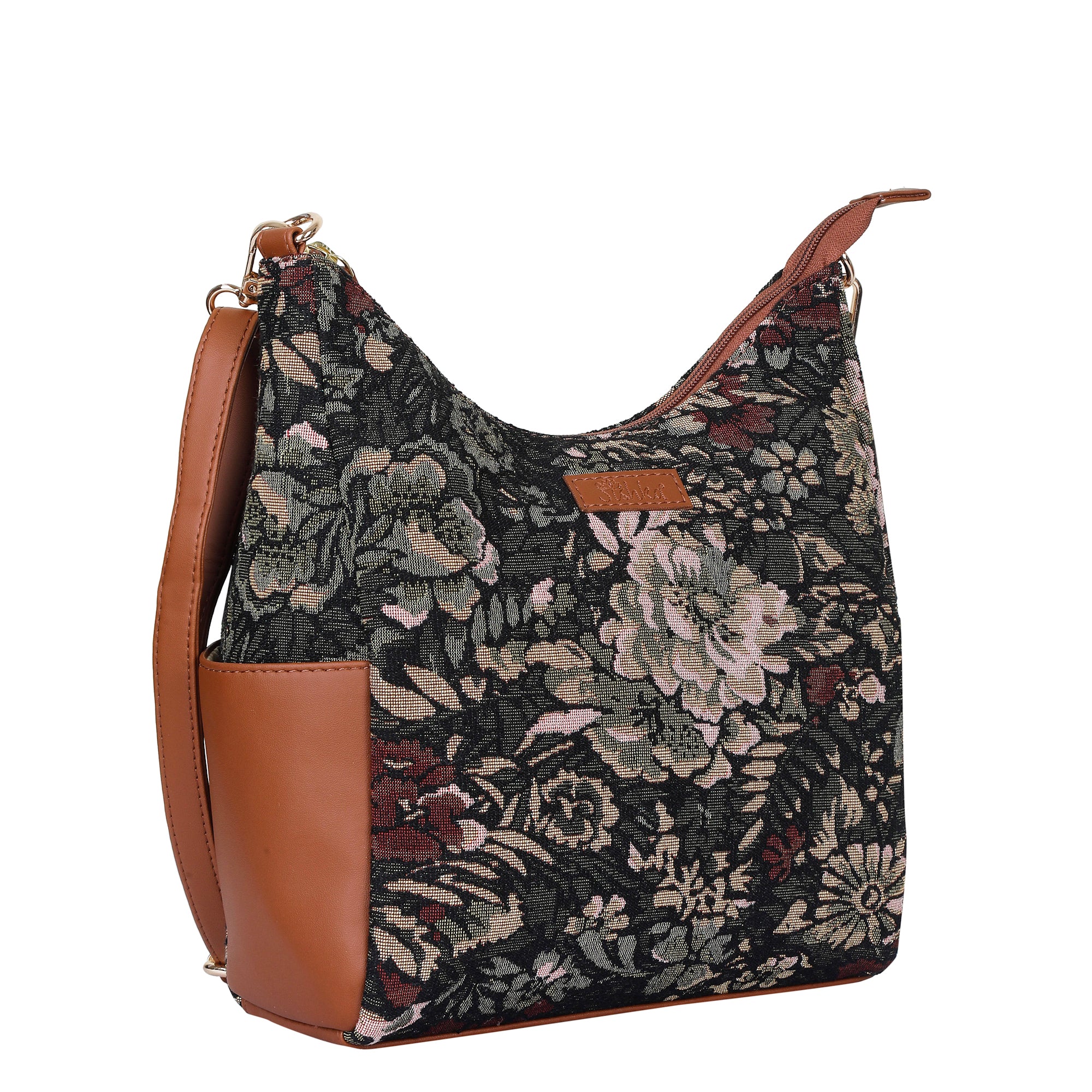 Women’s Hobo Bag in Vintage Tapestry Fabric – Vegan Leather-Trimmed Crossbody & Shoulder Purse for Travel & Daily Use