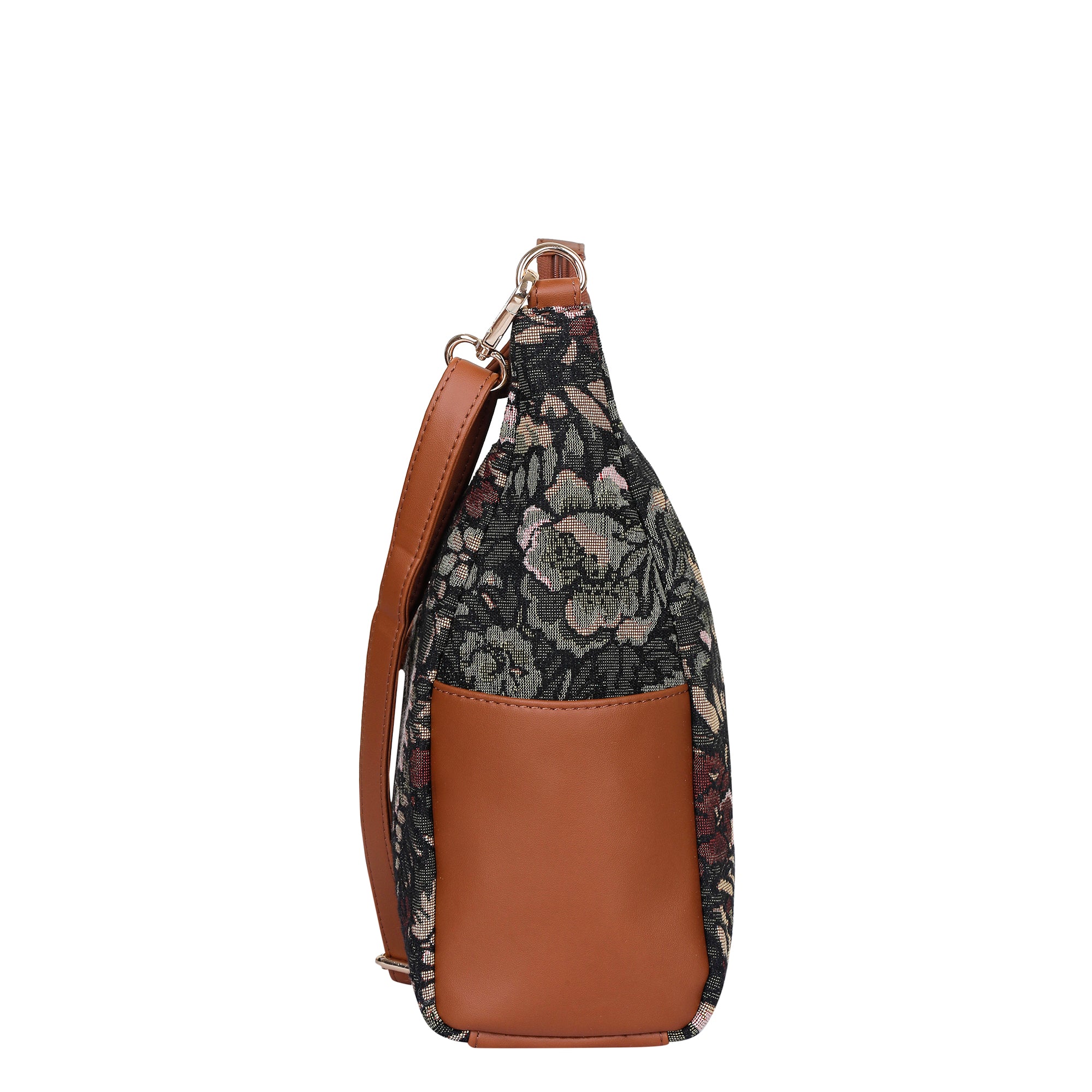 Women’s Hobo Bag in Vintage Tapestry Fabric – Vegan Leather-Trimmed Crossbody & Shoulder Purse for Travel & Daily Use