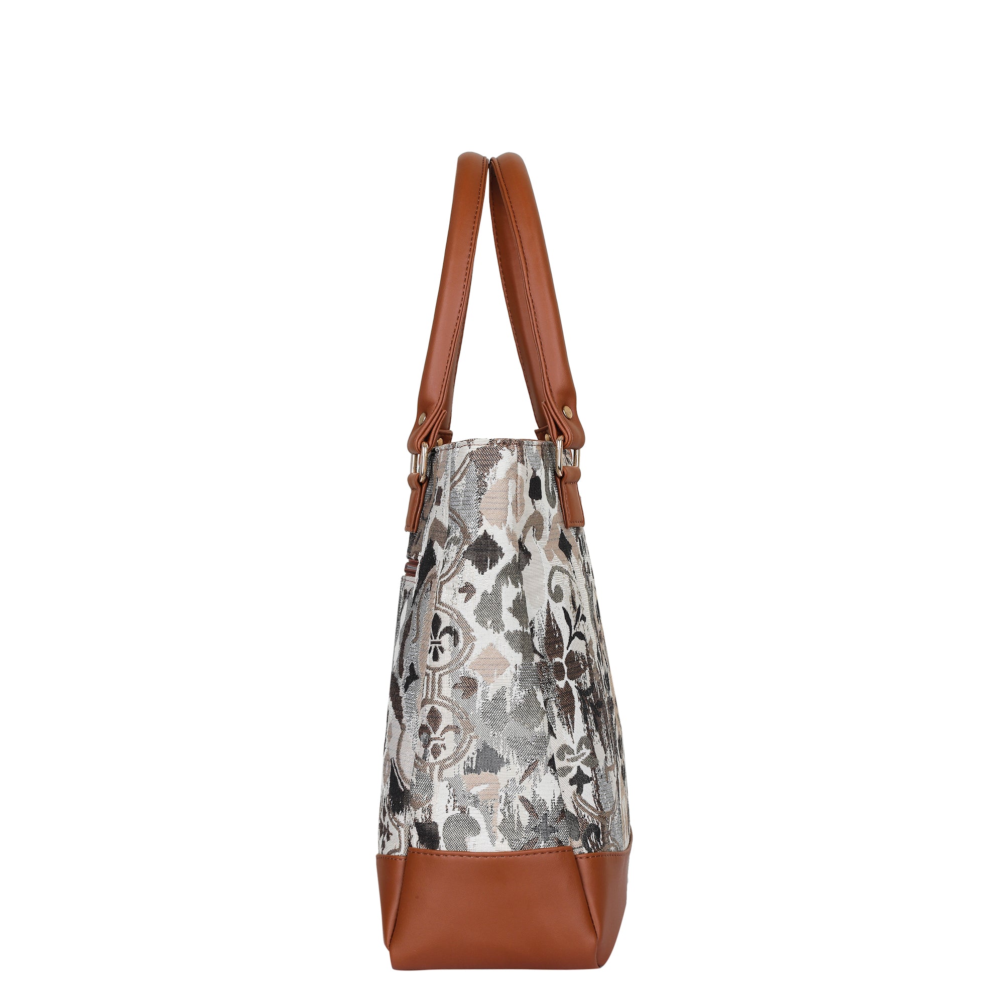 Women’s Abstract Tapestry Tote Bag – Shoulder & Top Handle Handbag with Vegan Leather Trim for Everyday Style