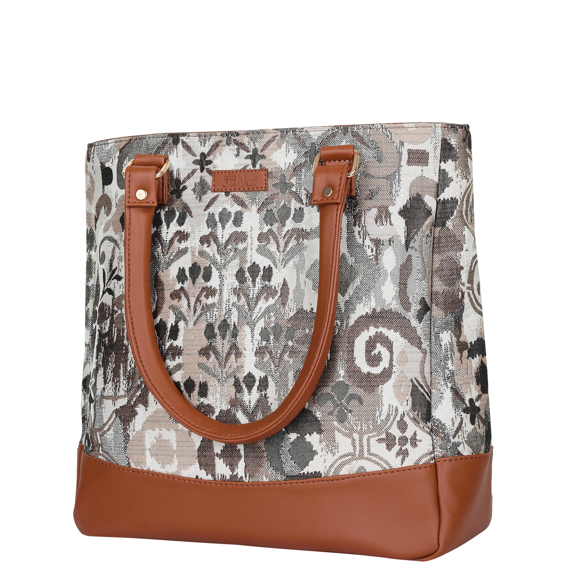Women’s Abstract Tapestry Tote Bag – Shoulder & Top Handle Handbag with Vegan Leather Trim for Everyday Style