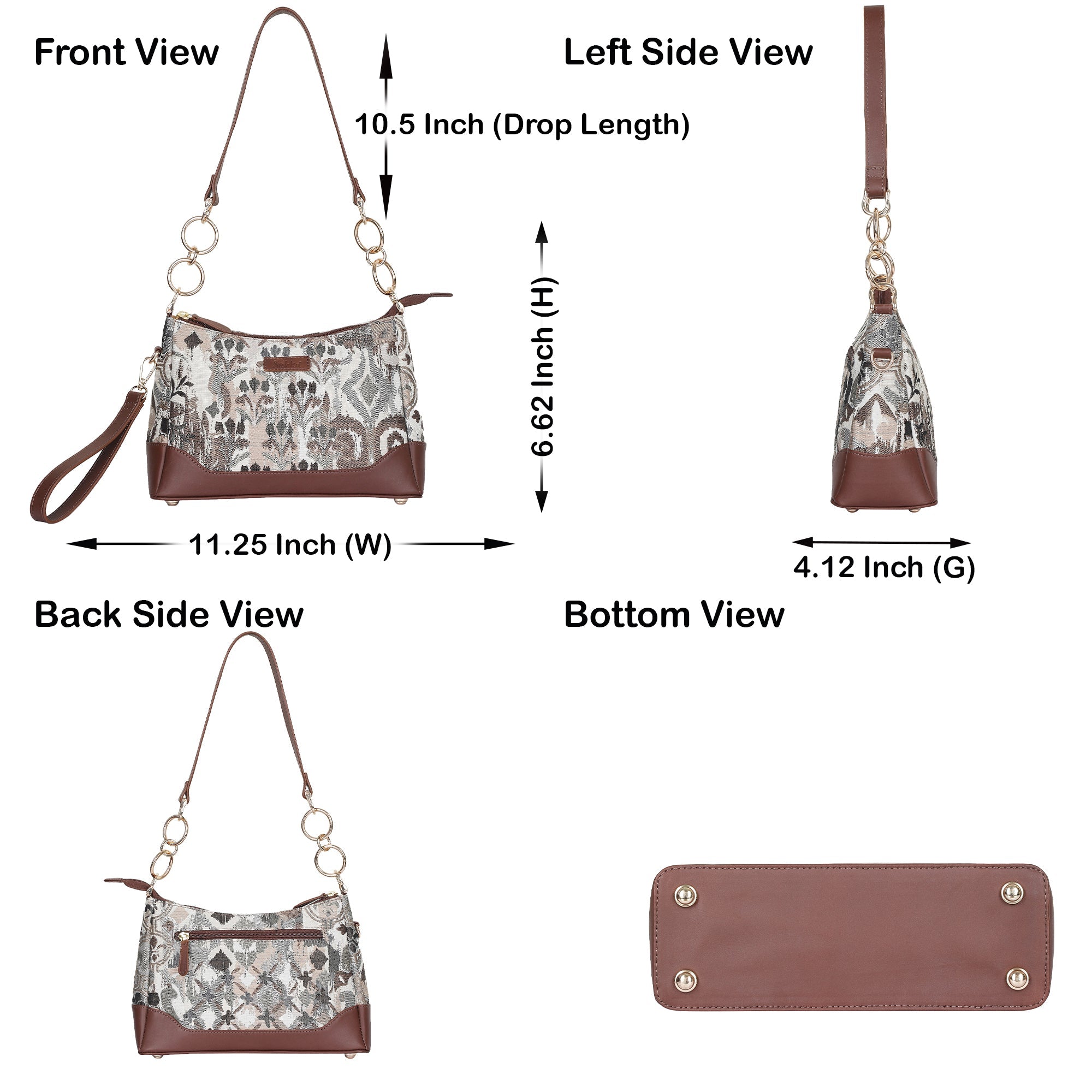 Abstract Tapestry Shoulder Bag for Women – Modern Tote Sling Purse with Leather Handle