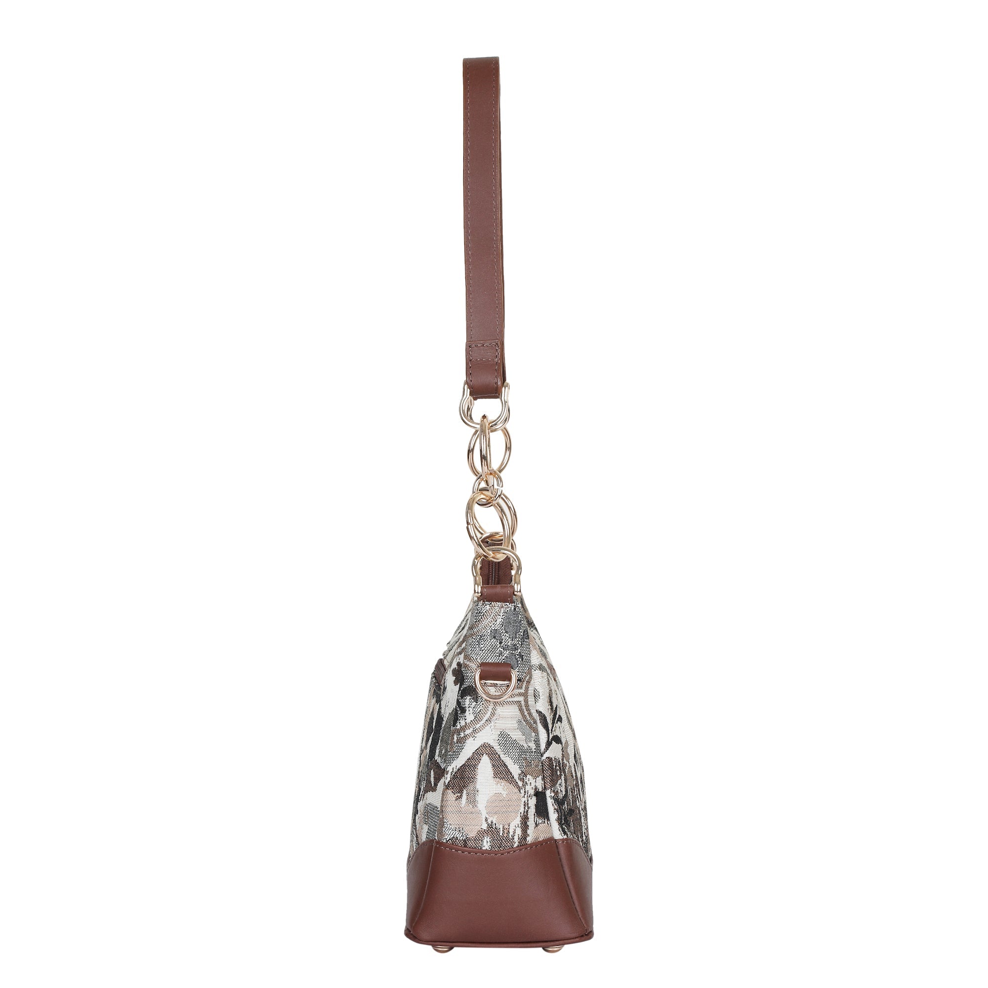 Abstract Tapestry Shoulder Bag for Women – Modern Tote Sling Purse with Leather Handle