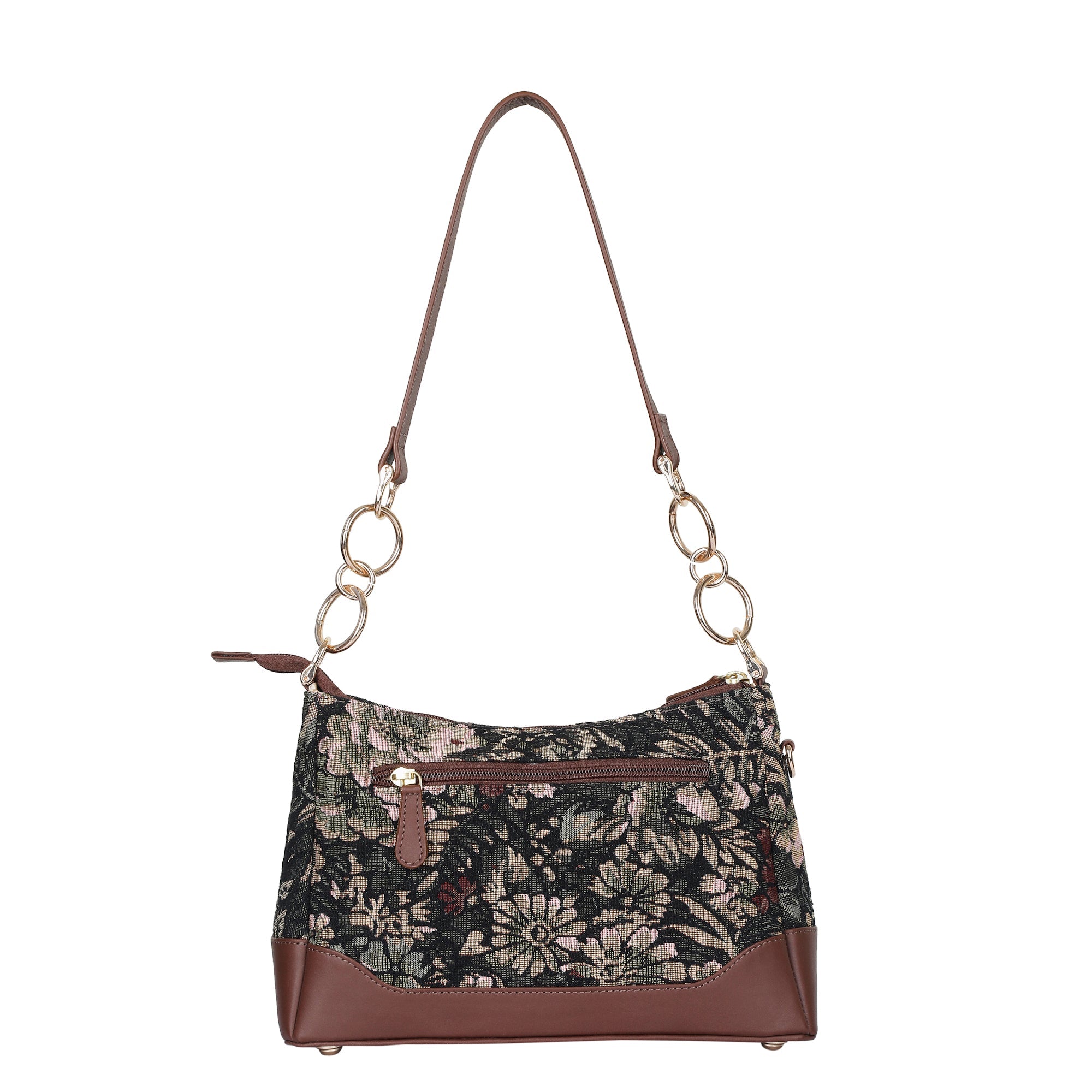 Women’s Vintage Tapestry Shoulder Bag – Leather-Trimmed Tote Sling Satchel Purse