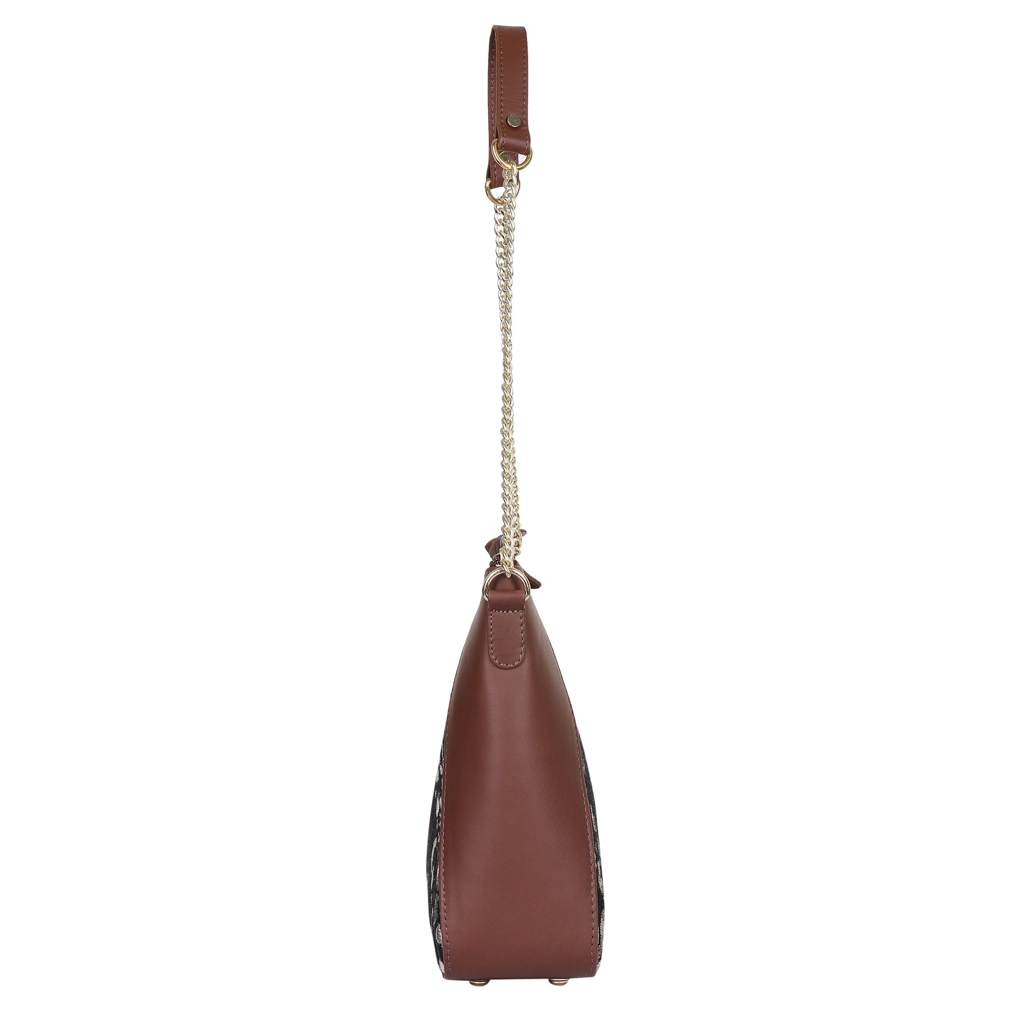 Sishka Women's Hobo Bag in Vintage Pattern Tapestry Fabric | Leather-Trimmed Shoulder & Sling Purse with Chain and Leather Strap for Daily Use