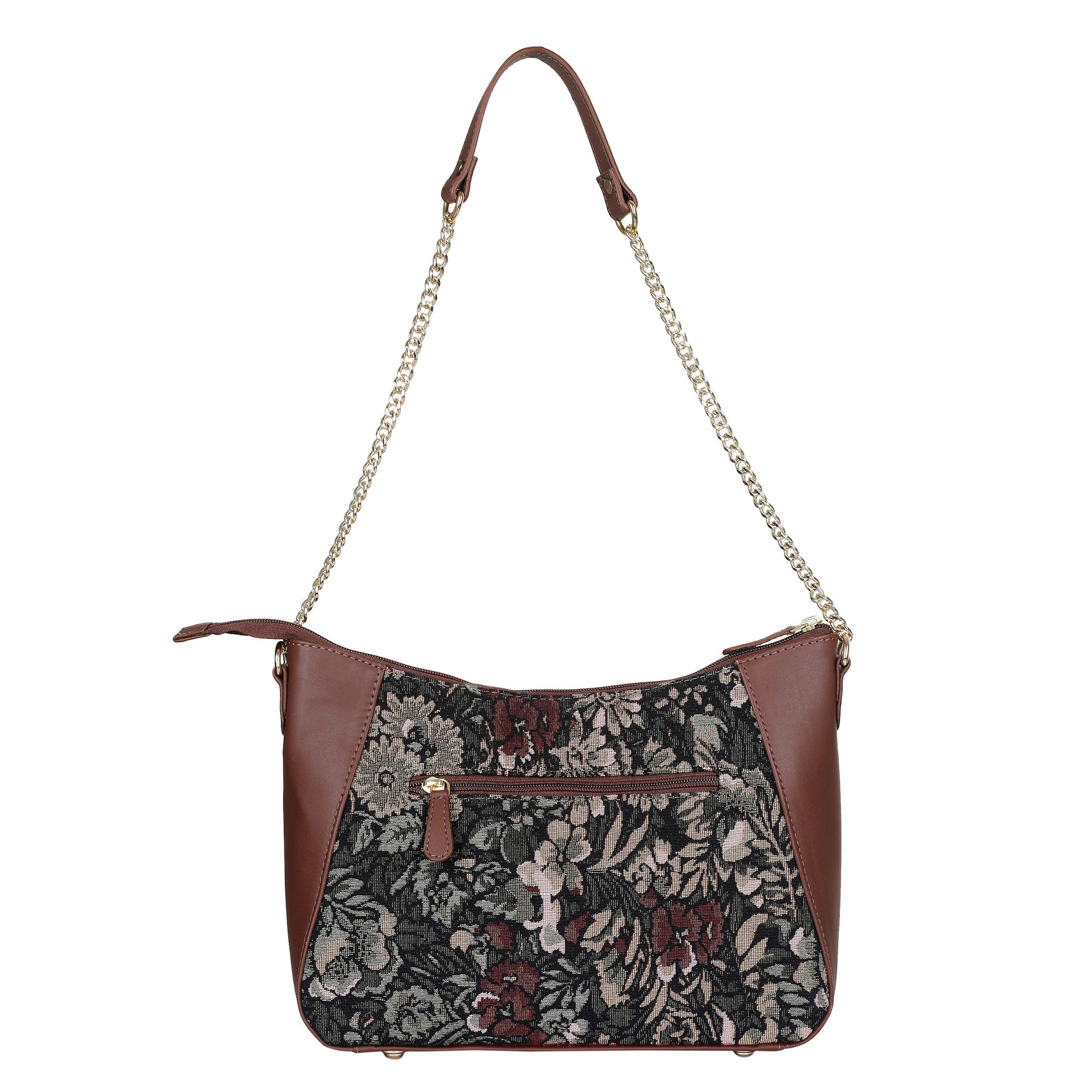 Sishka Women's Hobo Bag in Vintage Pattern Tapestry Fabric | Leather-Trimmed Shoulder & Sling Purse with Chain and Leather Strap for Daily Use