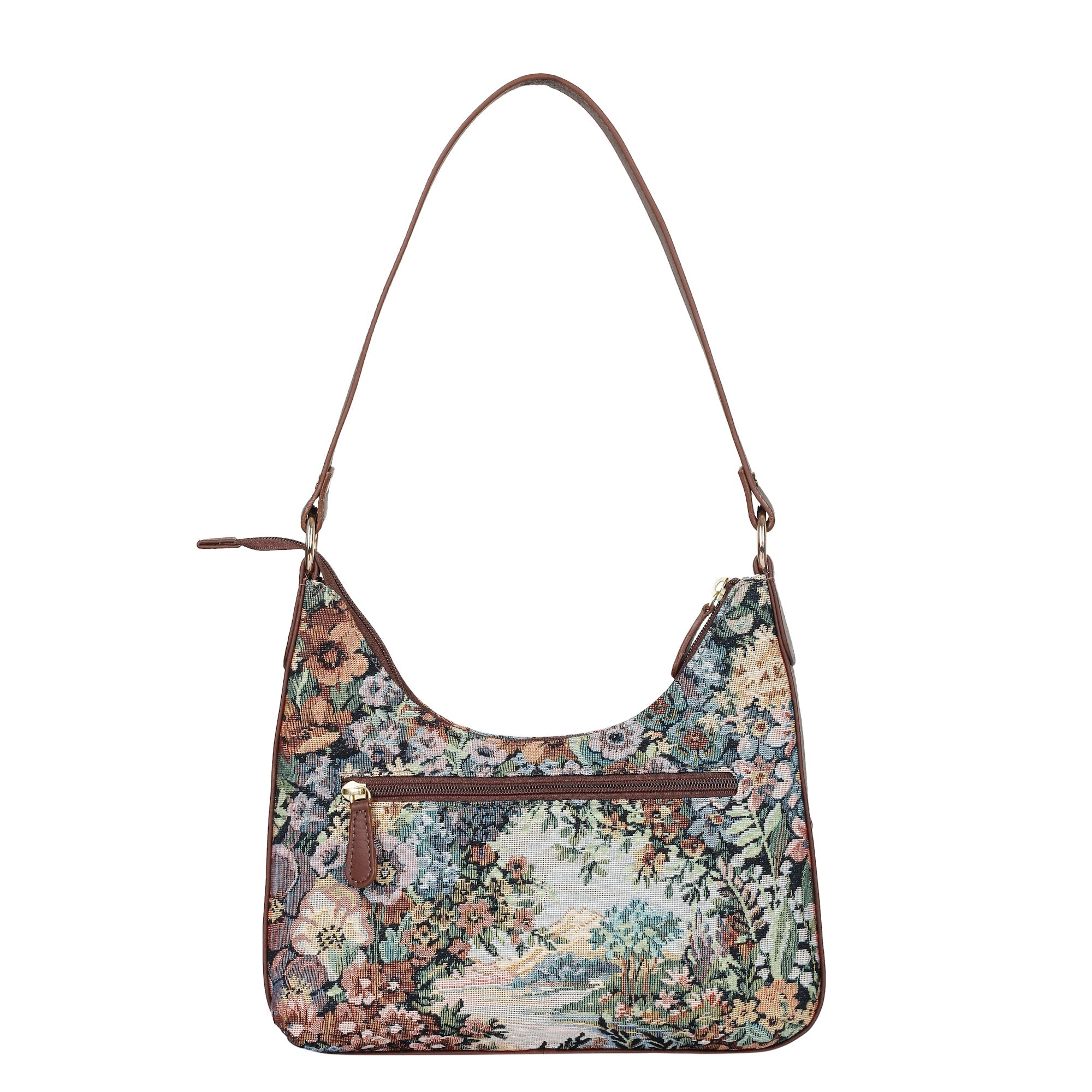 Sishka Botanical Design Tapestry Fabric Hobo Bag For Women | Shoulder & Satchel Purse with Leather Trim and Strap for Travel & Casual Use