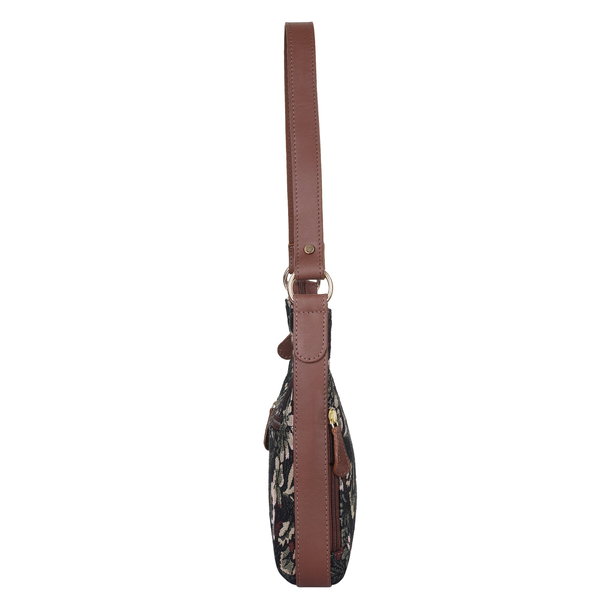 Sishka Women's Hobo Bag in Tapestry Vintage Pattern Fabric | Leather-Trimmed Shoulder & Sling Purse with Leather Strap for Daily Use