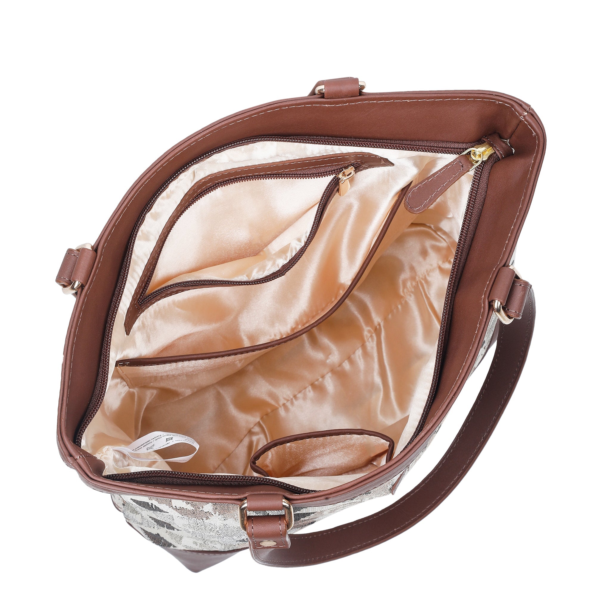Women’s Abstract Tapestry Tote Bag – Leather-Trimmed Top Handle Shoulder Purse for Travel & Everyday Style