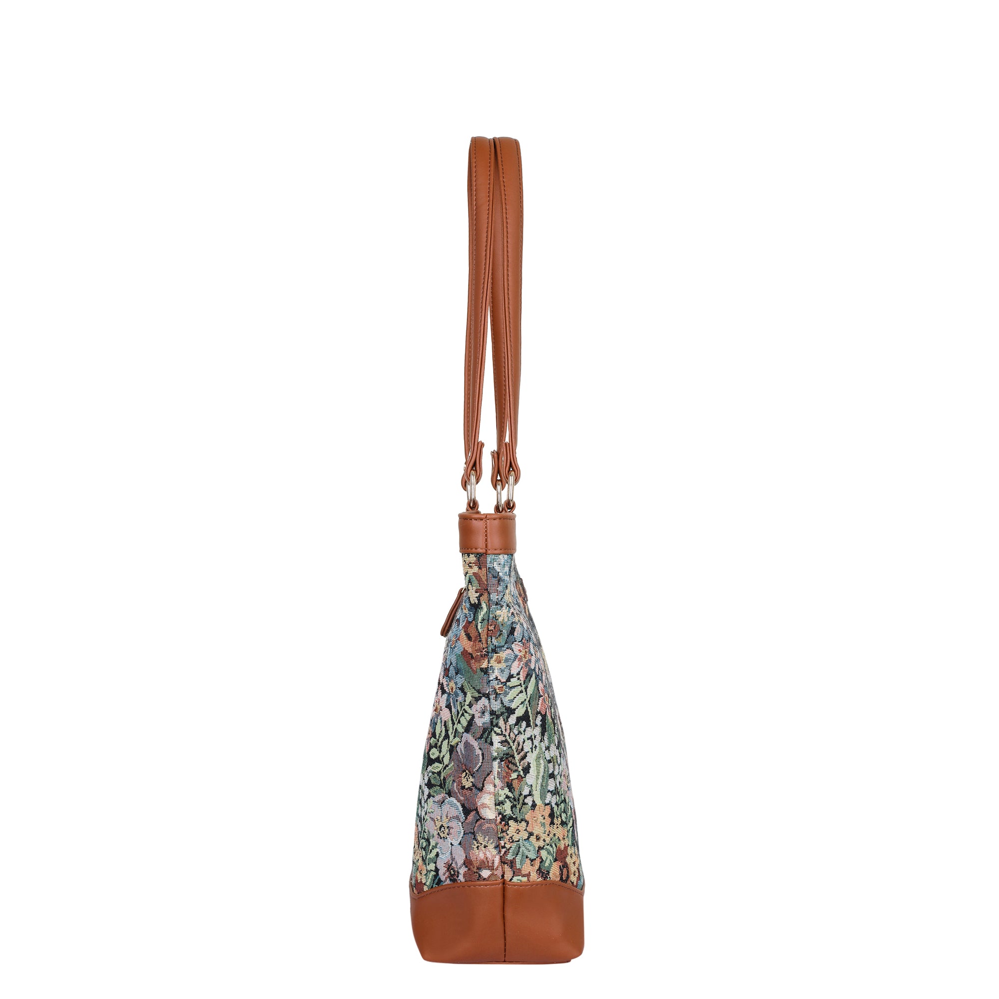 Women’s Botanical Design Tapestry Tote Bag – Vegan Leather Shoulder Satchel with Top Handle for Everyday Carry