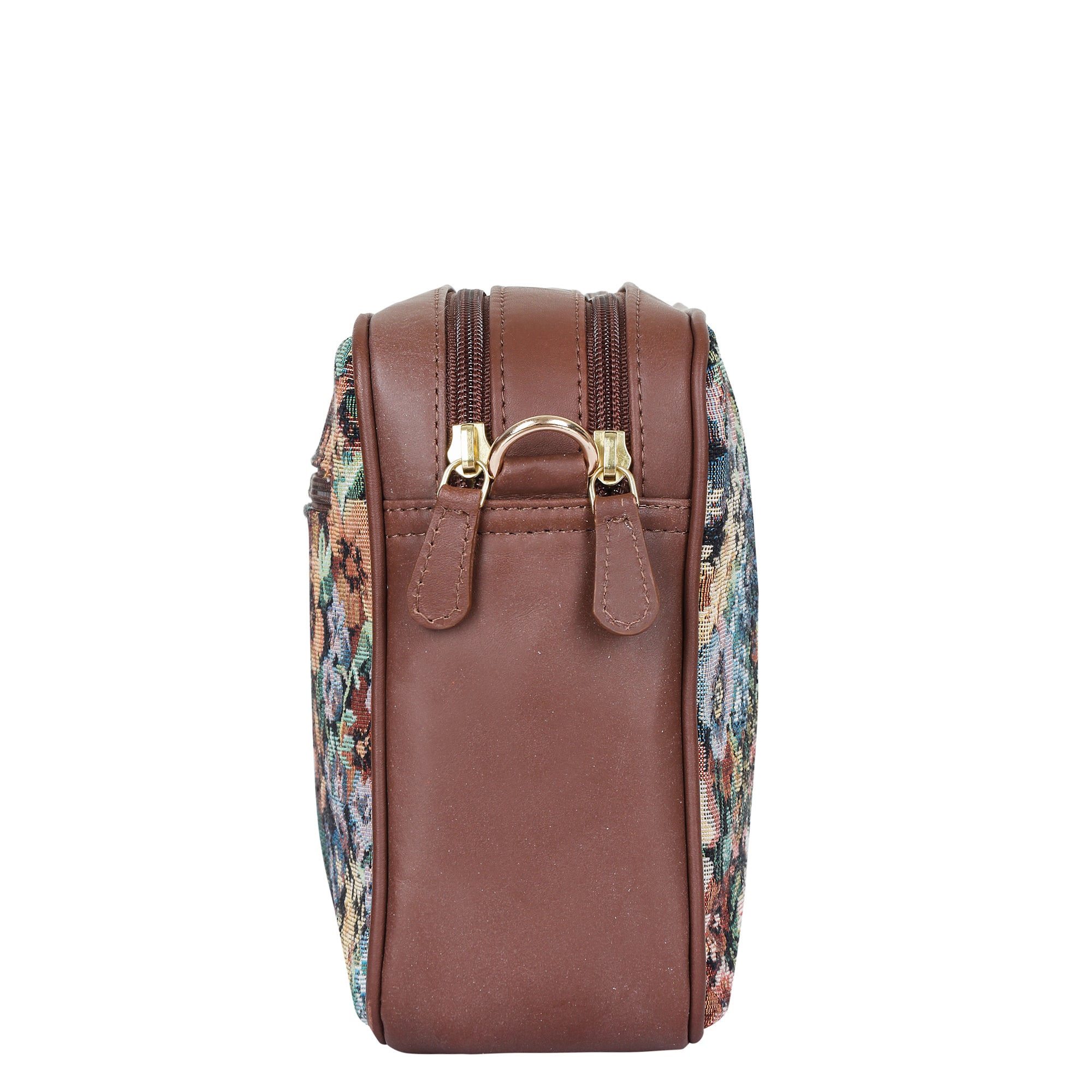 Women’s Floral Tapestry Crossbody Sling Bag – Vintage Inspired Shoulder Purse with Leather Trim