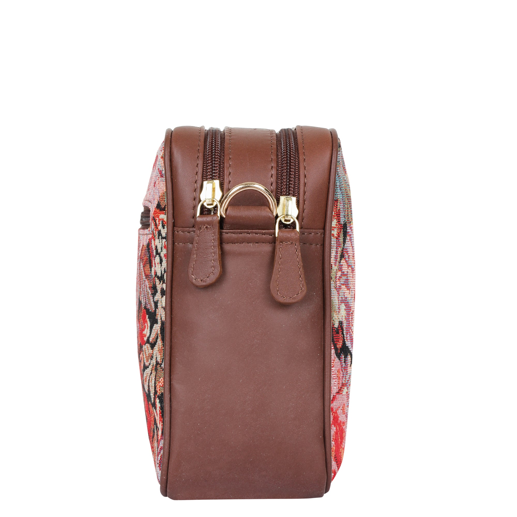 Floral Tapestry Messenger Bag – Women’s Crossbody Sling with Leather Trim