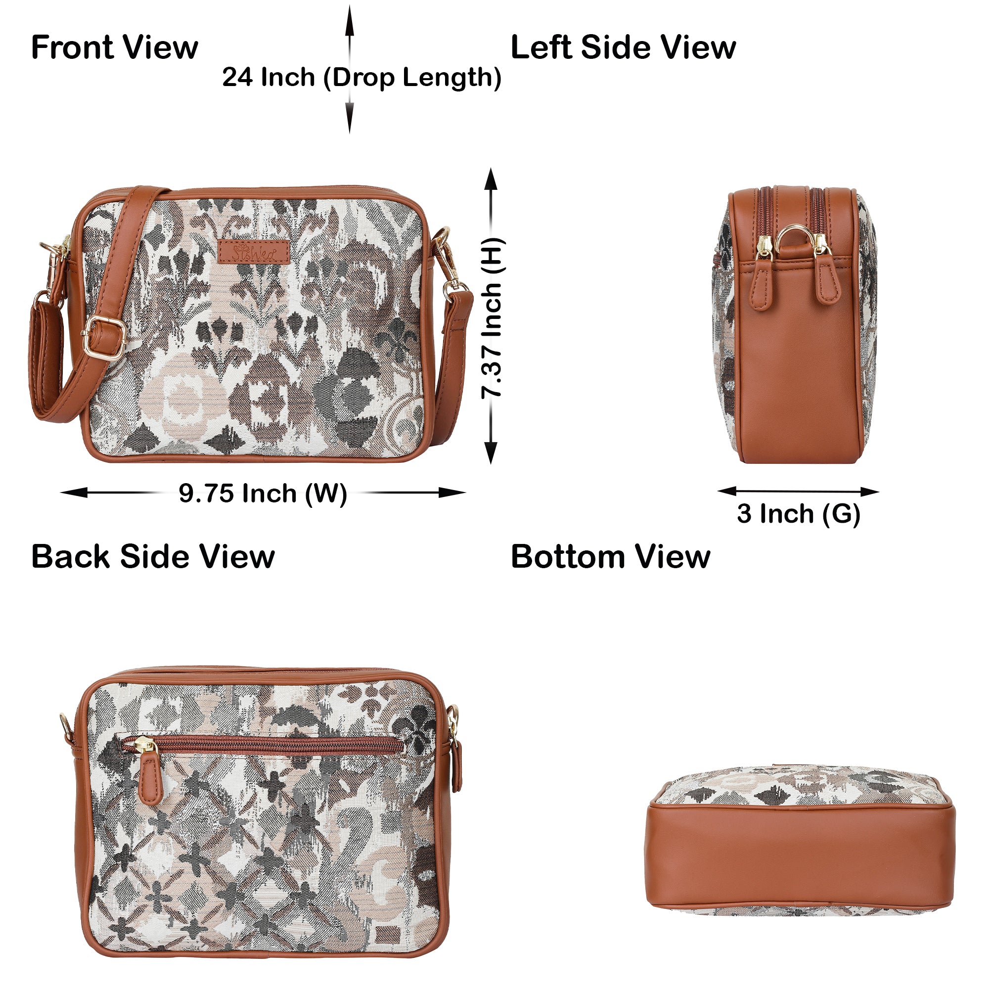 Women’s Abstract Pattern Tapestry Messenger Satchel – Vegan Leather Crossbody Bag with Detachable Strap for Casual & Daily Wear