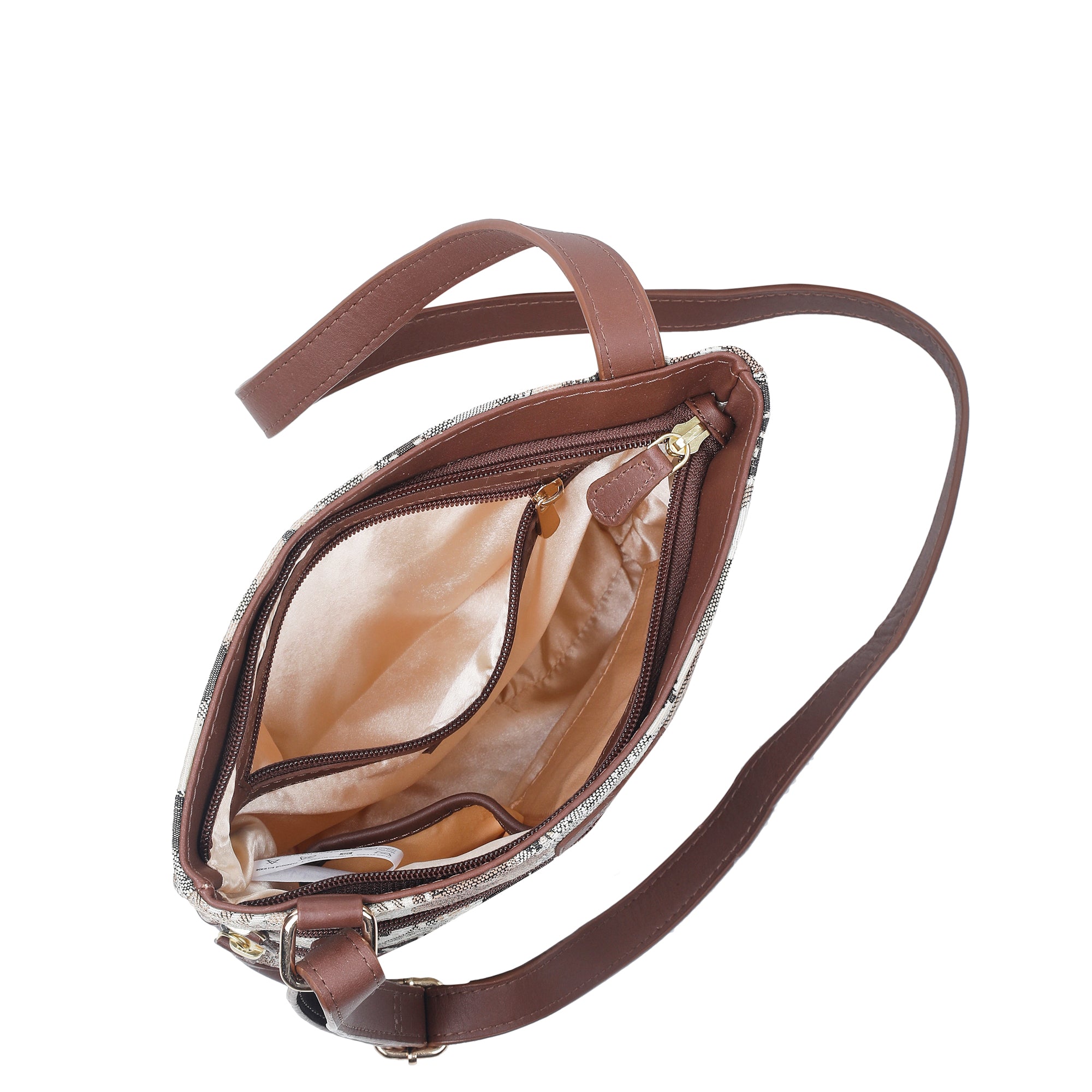 Sishka Abstract Tapestry Crossbody Sling Bag for Women – Shoulder & Messenger Purse with Leather Trim and Adjustable Strap