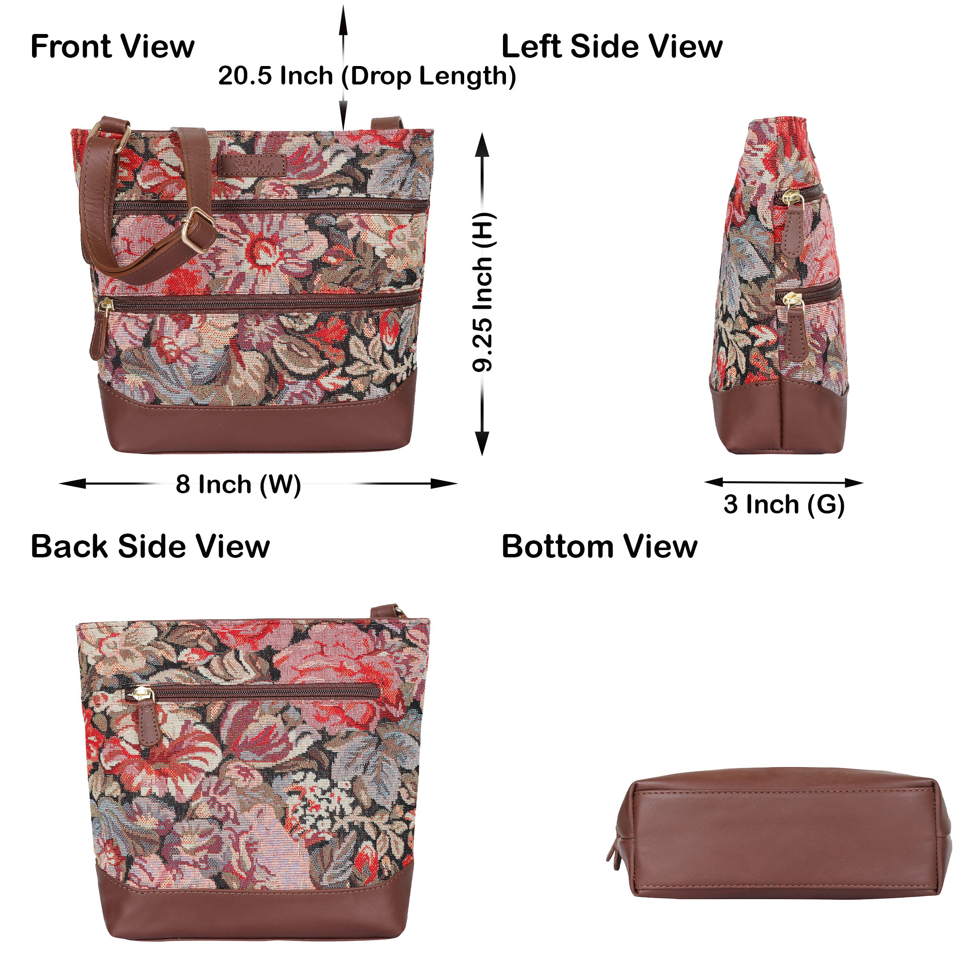 Floral Tapestry Crossbody Sling Bag – Women’s Shoulder & Messenger Purse