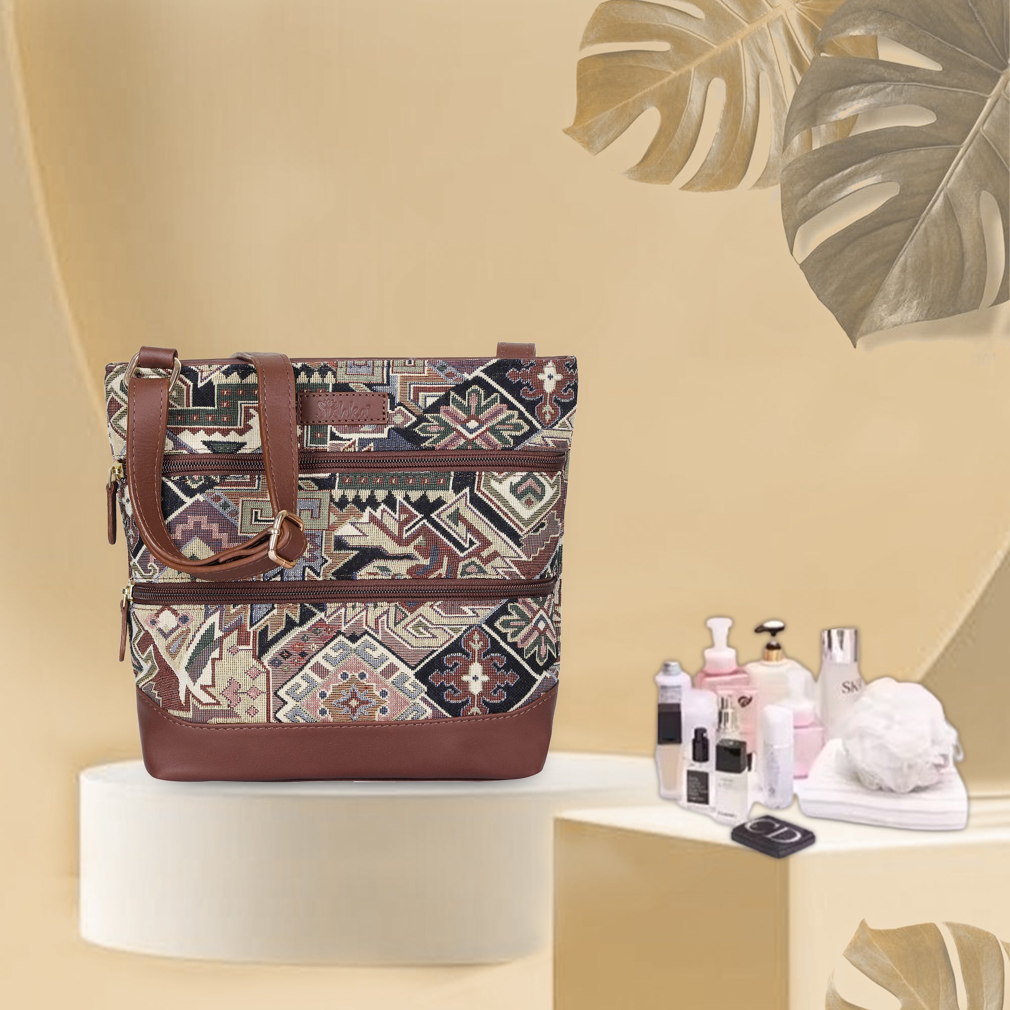 Geometric Tapestry Crossbody Sling – Women’s Messenger & Shoulder Bag