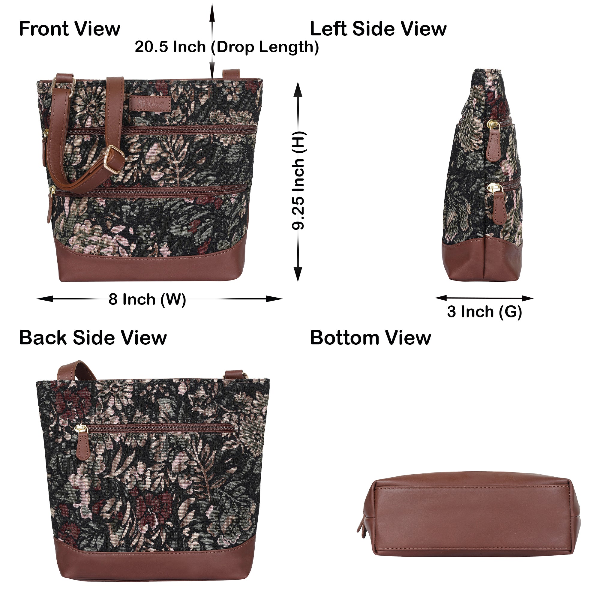 Vintage Tapestry Crossbody Sling Bag for Women – Shoulder & Messenger Purse with Leather Trim