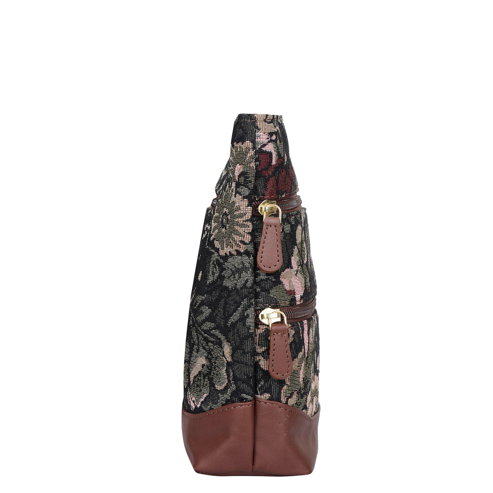 Vintage Tapestry Crossbody Sling Bag for Women – Shoulder & Messenger Purse with Leather Trim