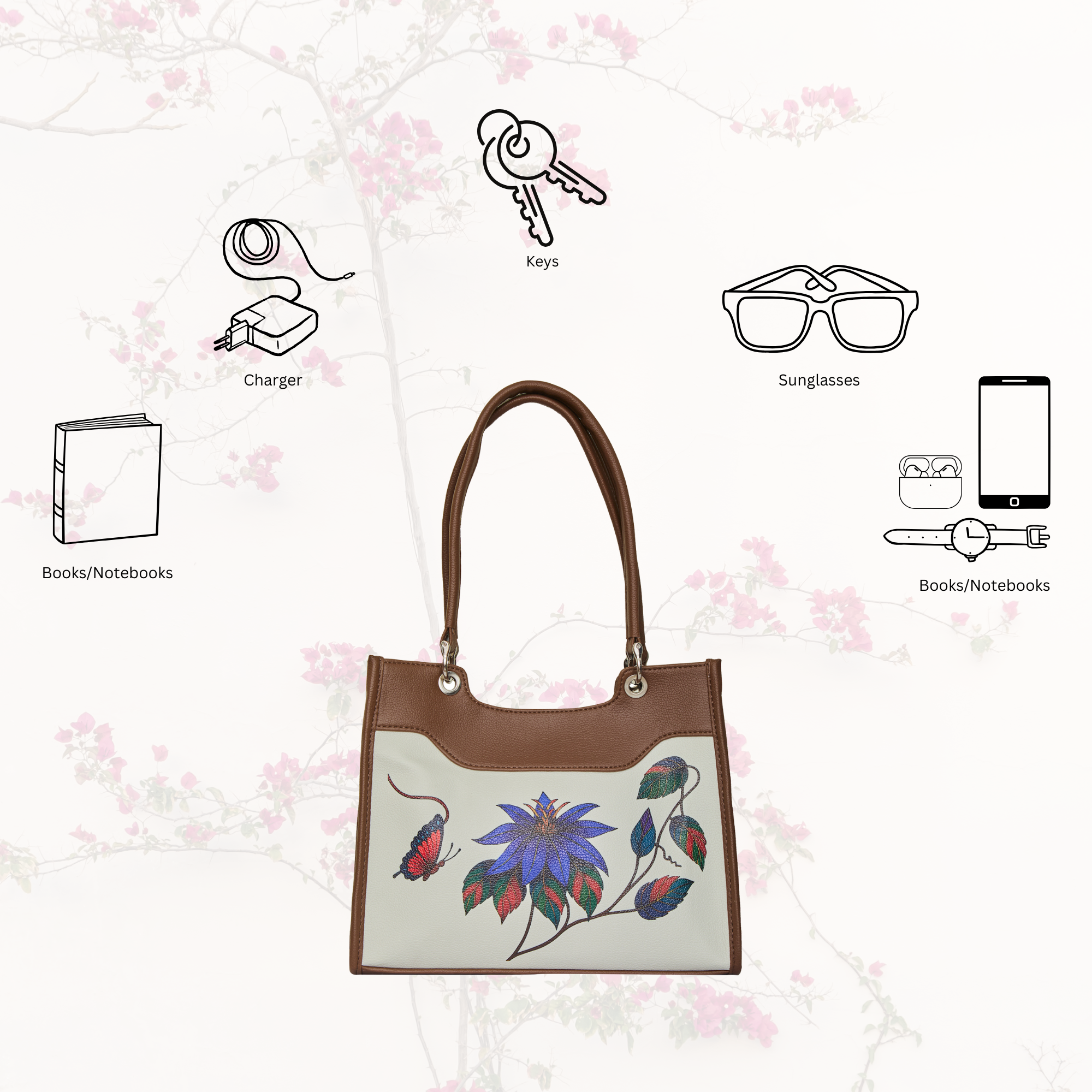 Women’s Printed Genuine Leather Satchel Handbag – Crossbody, Shoulder & Top Handle Bag – Ideal for Office, Work, Travel & Daily Use