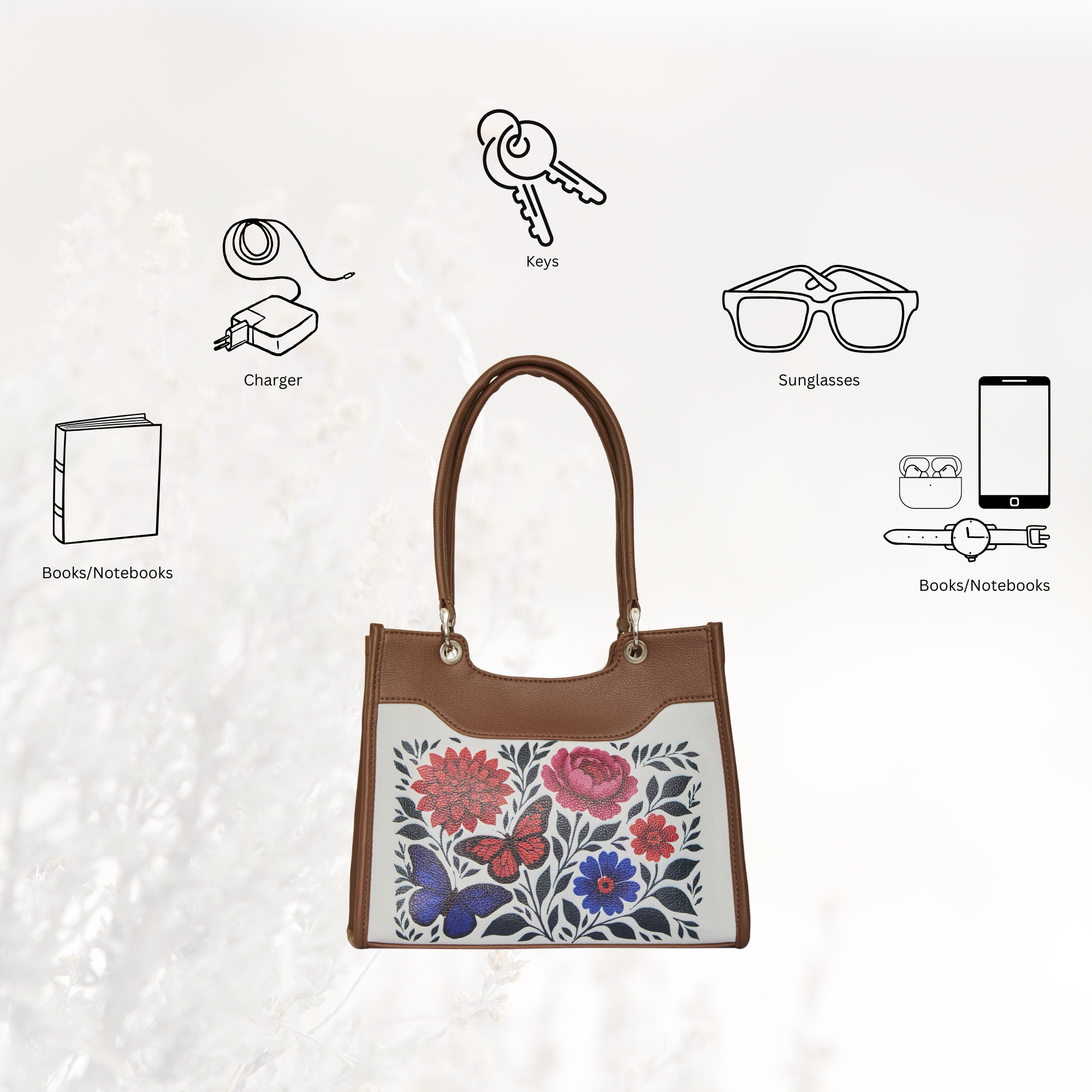 Women’s Printed Genuine Leather Satchel Handbag – Crossbody, Shoulder & Top Handle Bag – Ideal for Office, Work, Travel & Daily Use