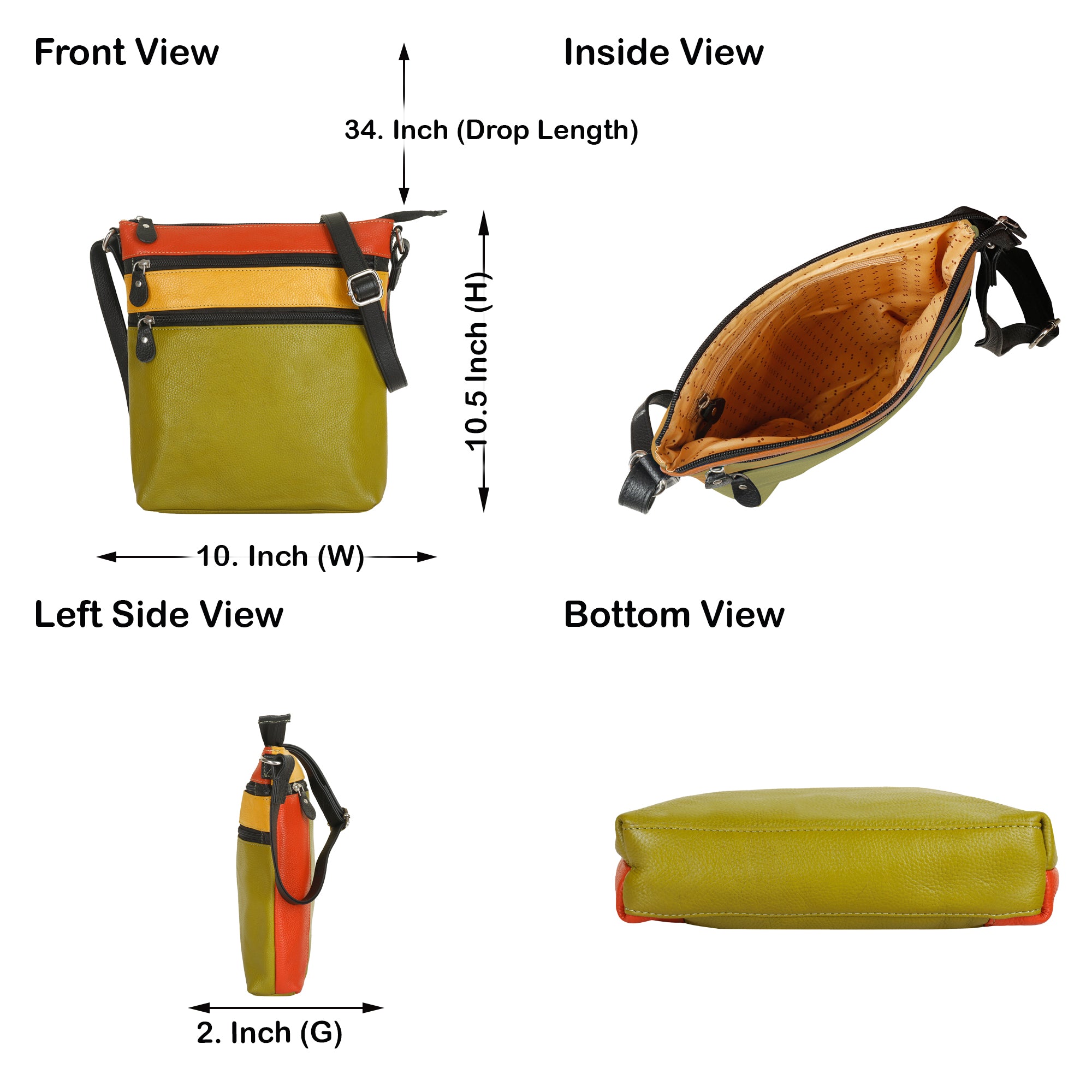 Women’s Leather Crossbody Sling Bag – Adjustable Shoulder bag – Everyday Ladies Travel Purse for Work, Shopping & Daily Use