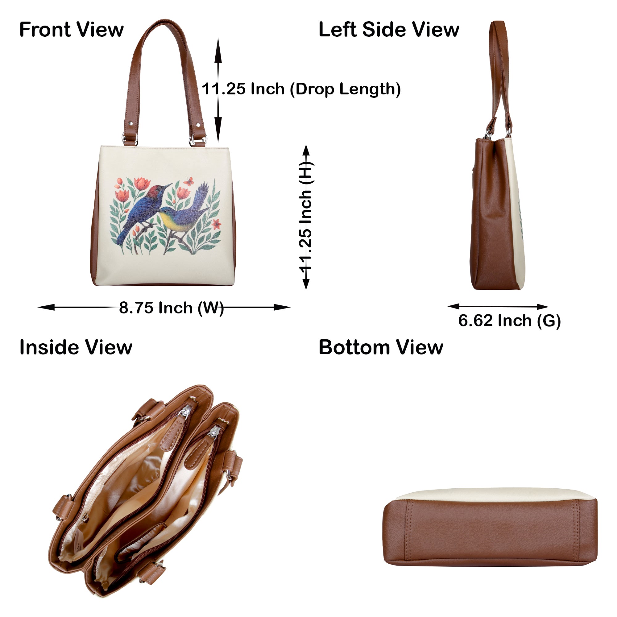 Women’s Printed Leather Tote Shoulder Bag – Multi-Compartment Handbag for Daily Use, Work & Travel