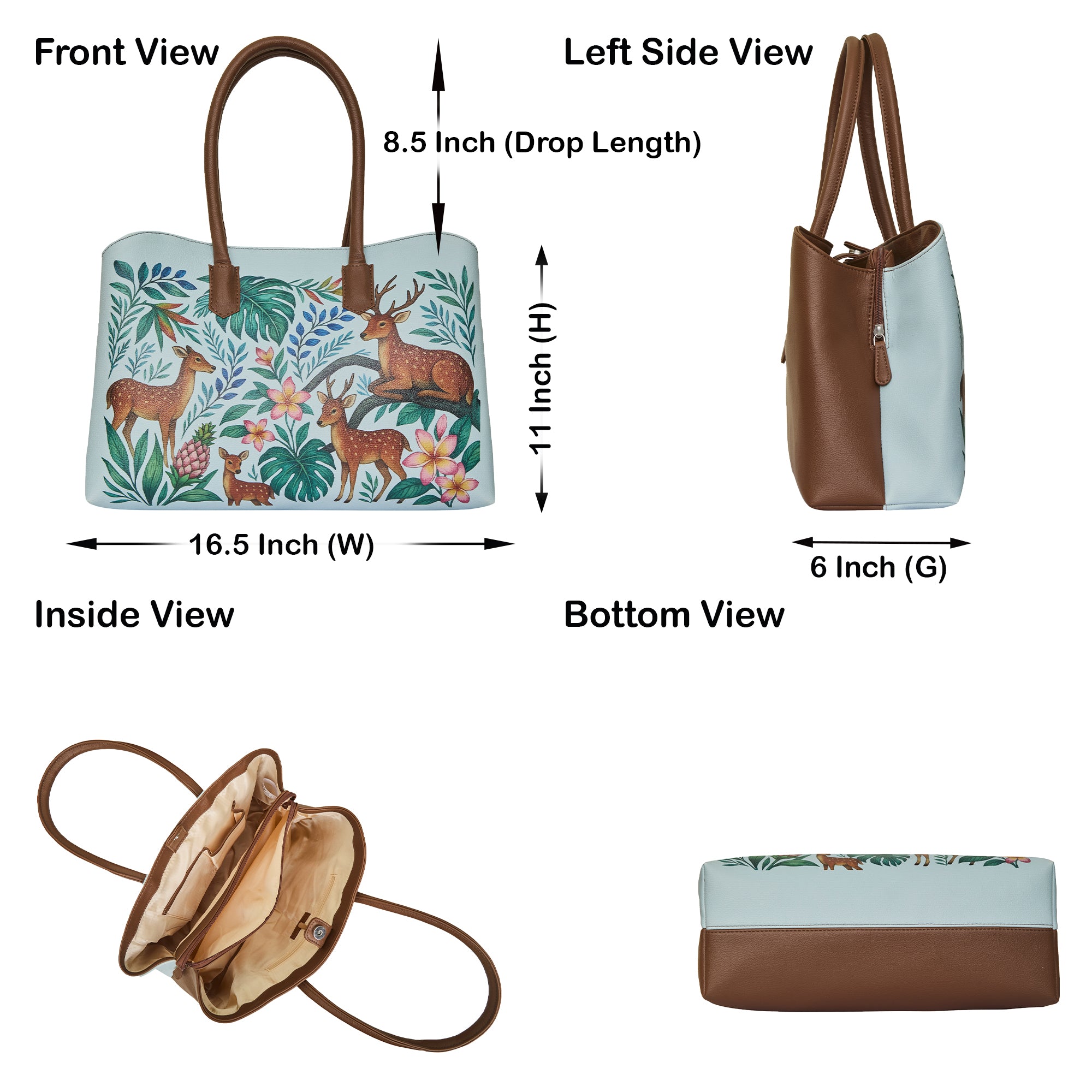 Genuine Leather Printed Carryall Tote for Women – Stylish Shoulder, Top Handle & Handbag for Ladies – Office, Work, Travel & Daily Use