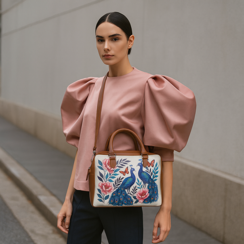 Women's Leather Crossbody Bag with Top Handle – Versatile Printed Shoulder, Tote & Business Handbag – Work, Travel & Daily Use