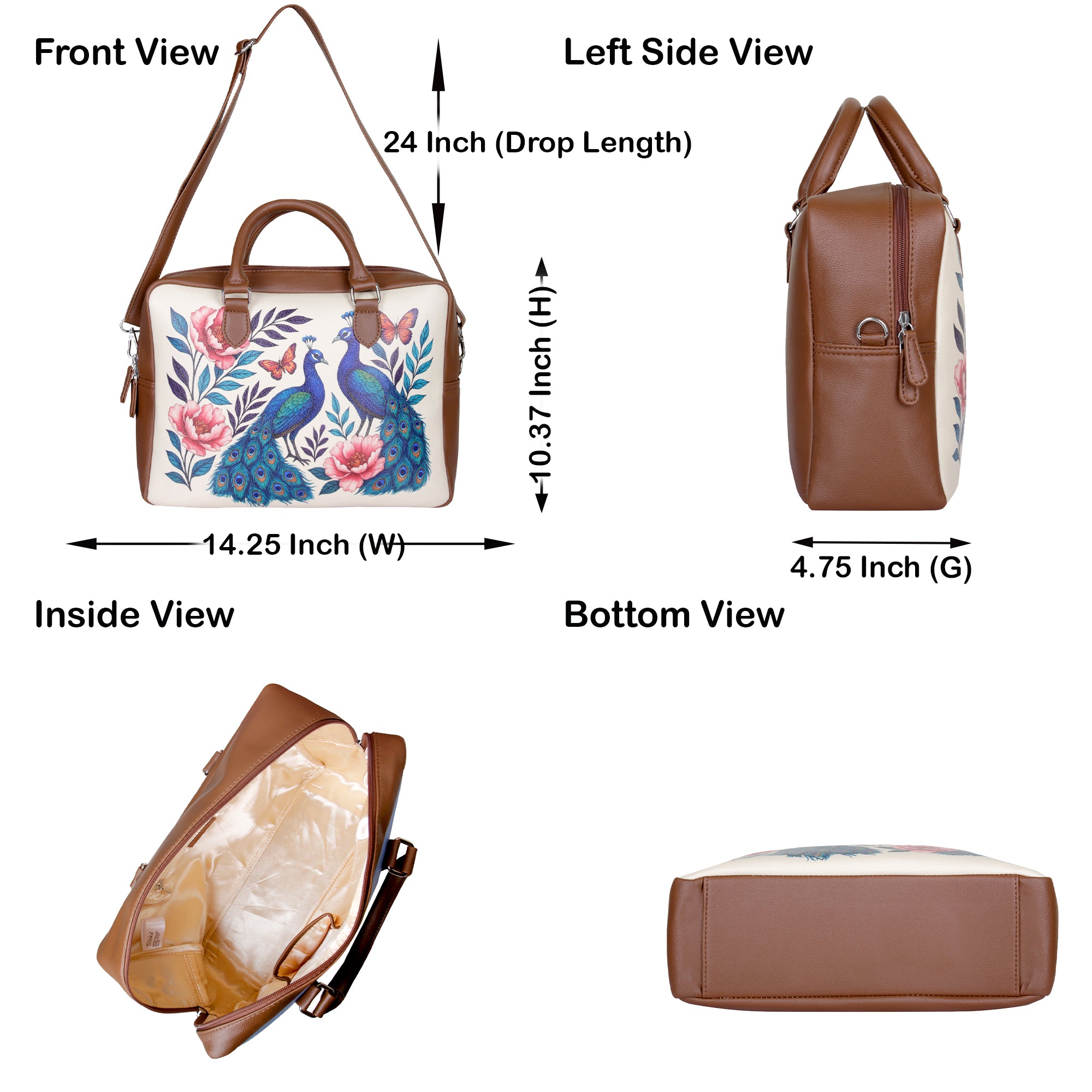 Women's Leather Crossbody Bag with Top Handle – Versatile Printed Shoulder, Tote & Business Handbag – Work, Travel & Daily Use