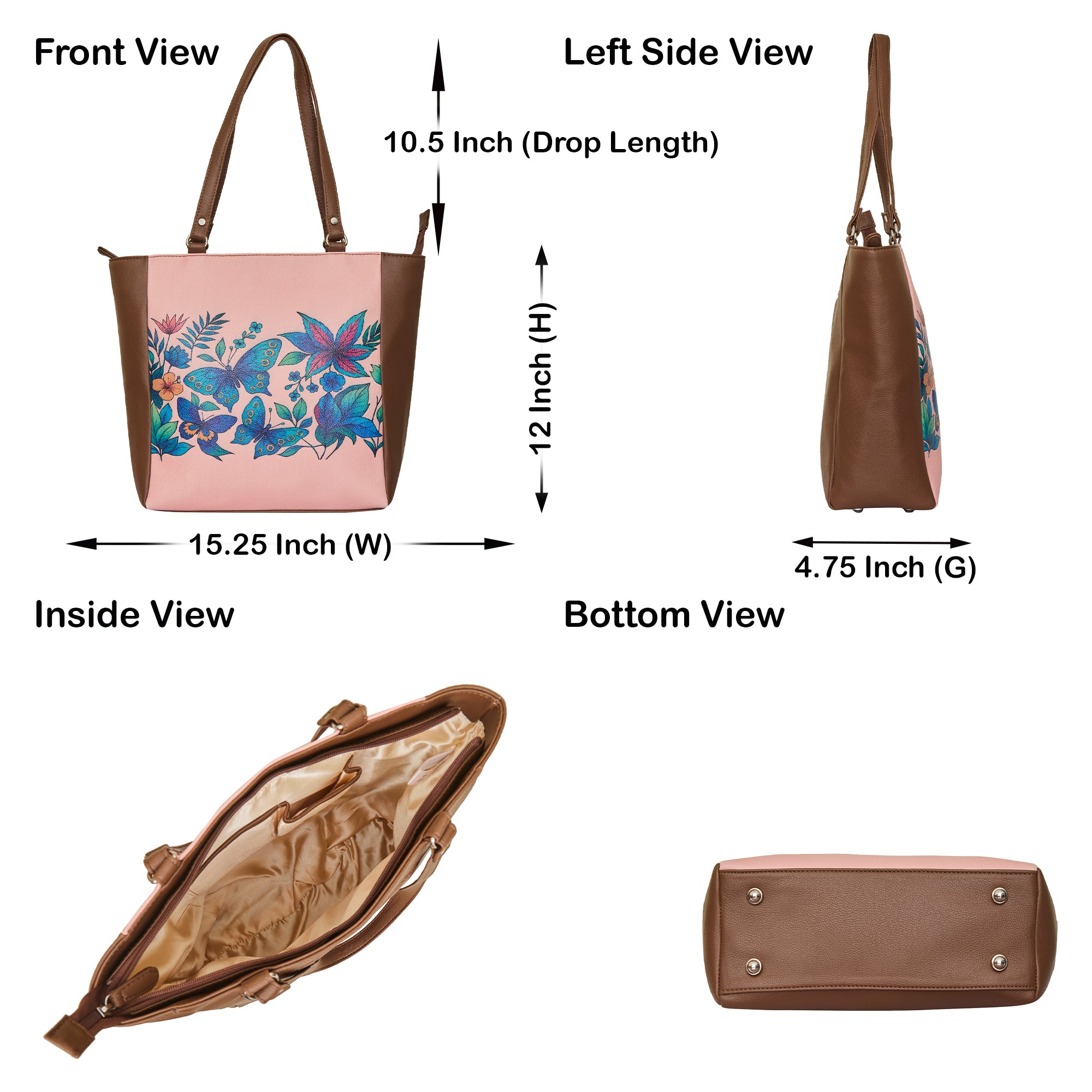 Genuine Leather Ladies' Shoulder Tote Bag– Printed Top Handle Handbag for Women – Work, Travel & Daily Use