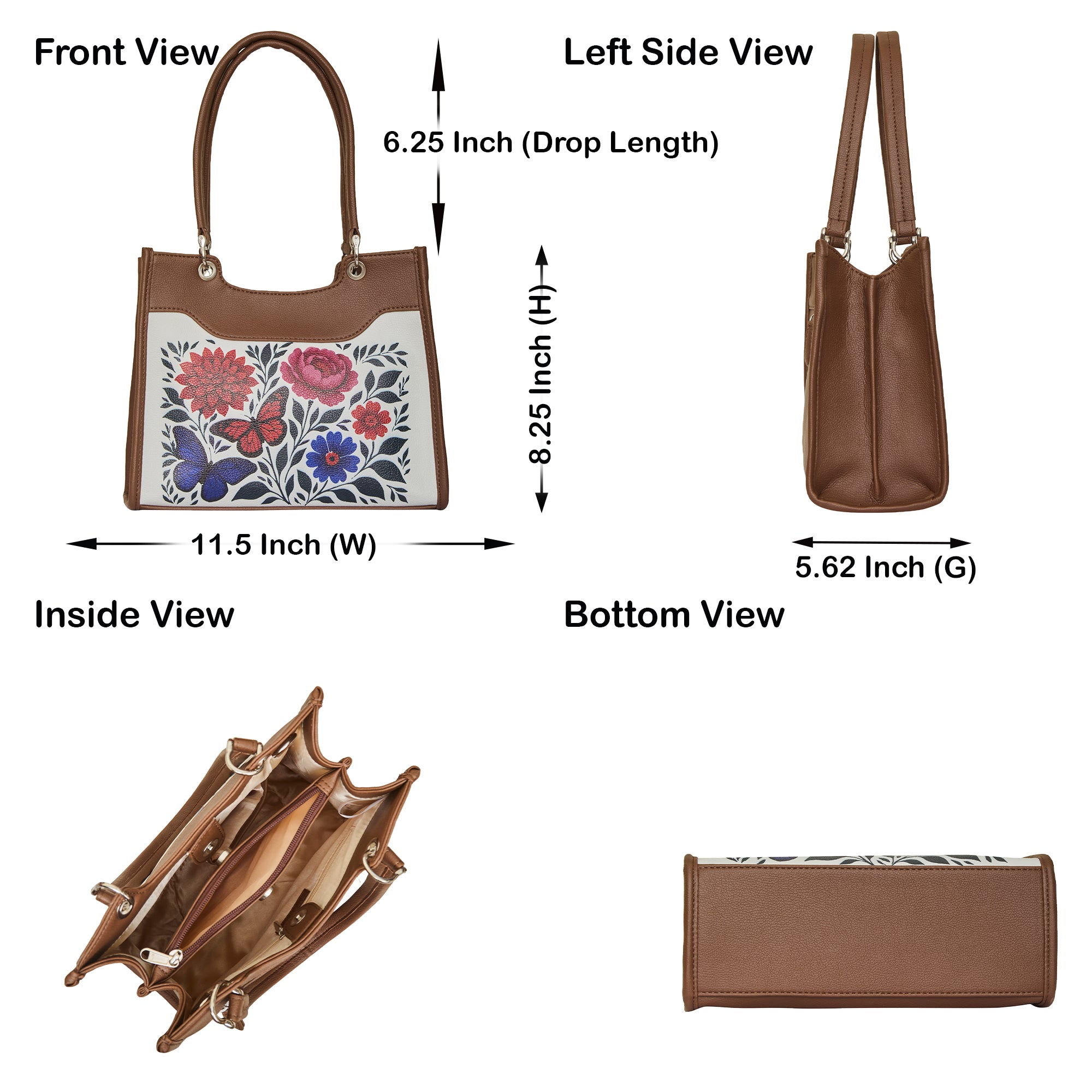 Women’s Printed Genuine Leather Satchel Handbag – Crossbody, Shoulder & Top Handle Bag – Ideal for Office, Work, Travel & Daily Use